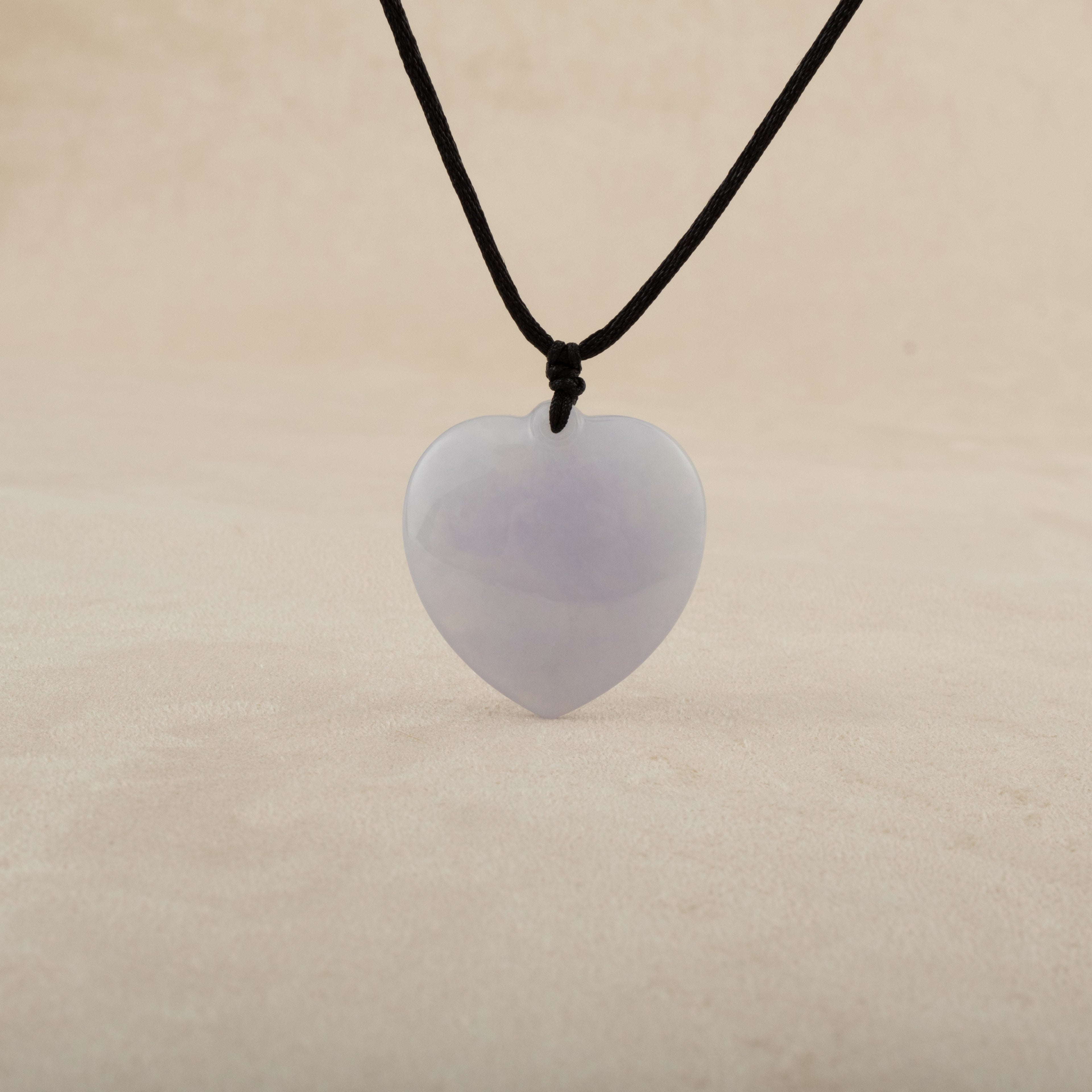Dainty Heart Shape Purple Jade Pendant Necklace