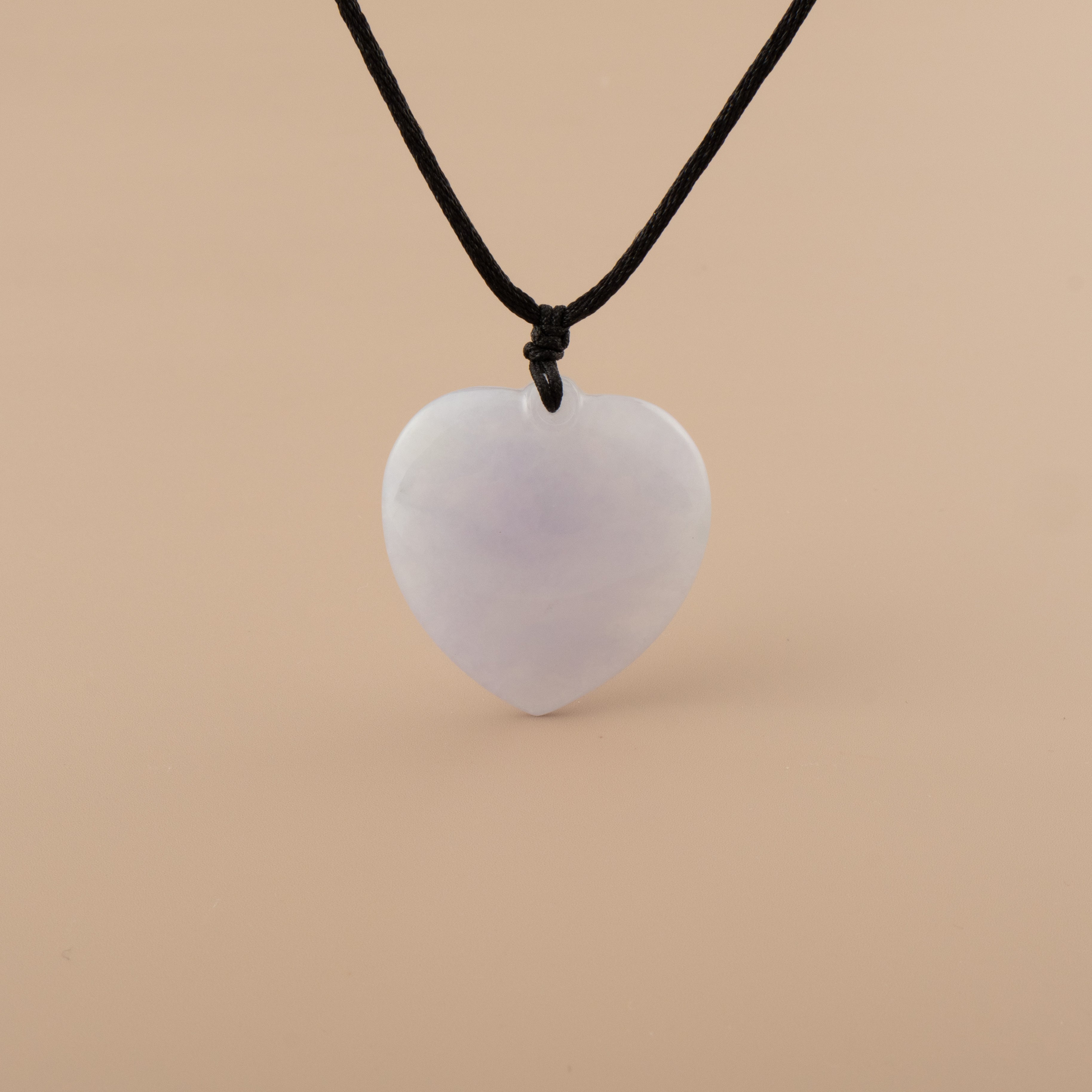 Dainty Heart Shape Purple Jade Pendant Necklace