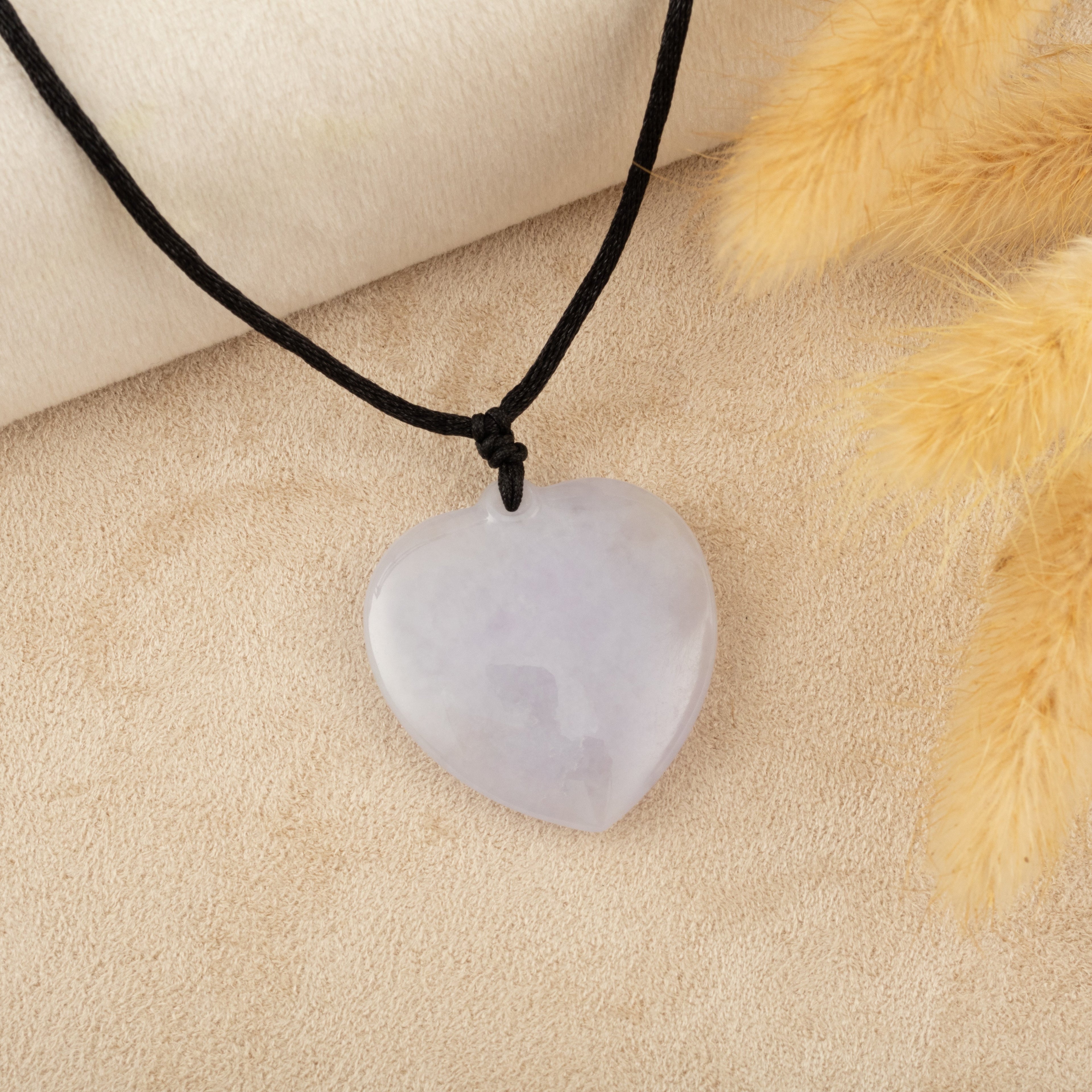 Dainty Heart Shape Purple Jade Pendant Necklace