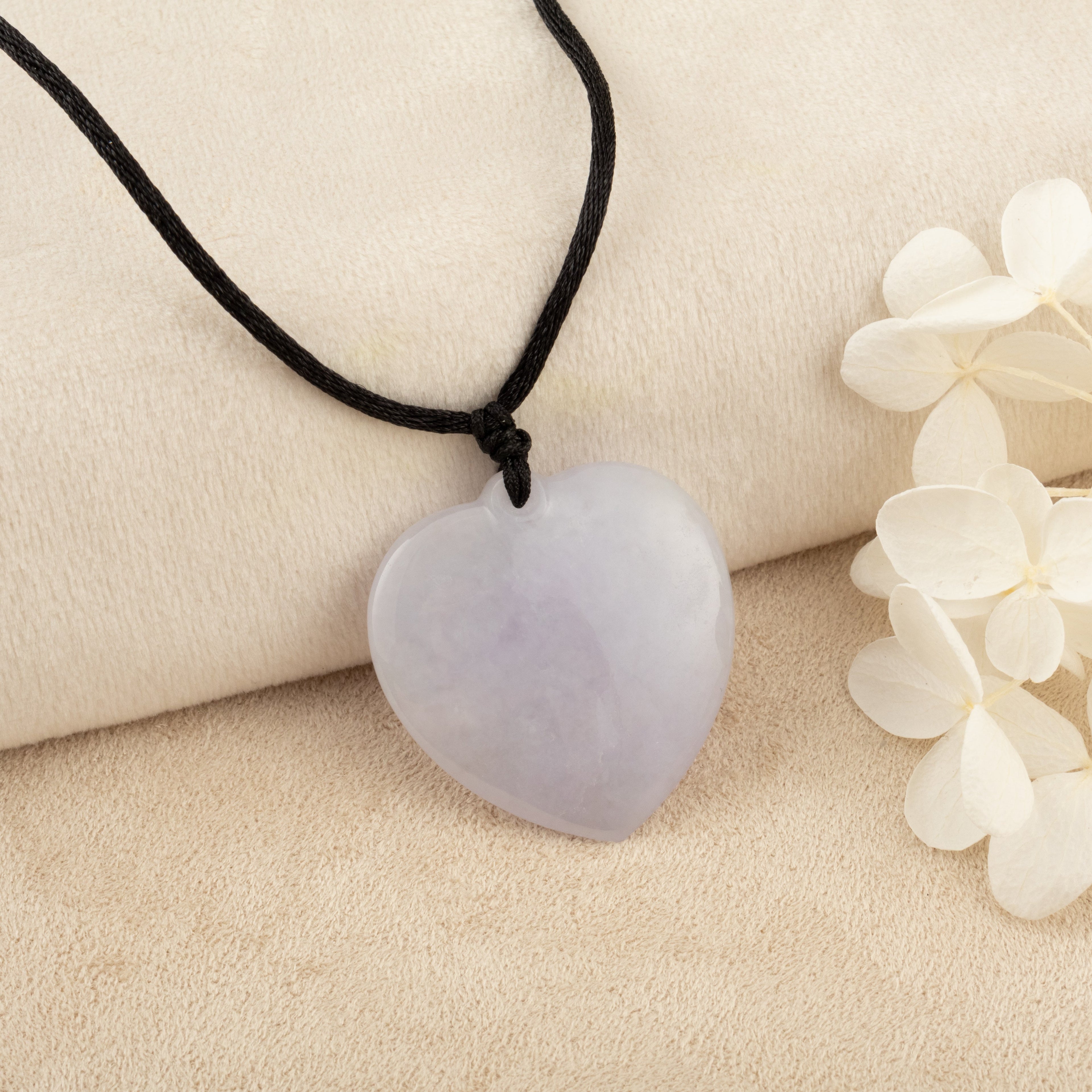 Dainty Heart Shape Purple Jade Pendant Necklace