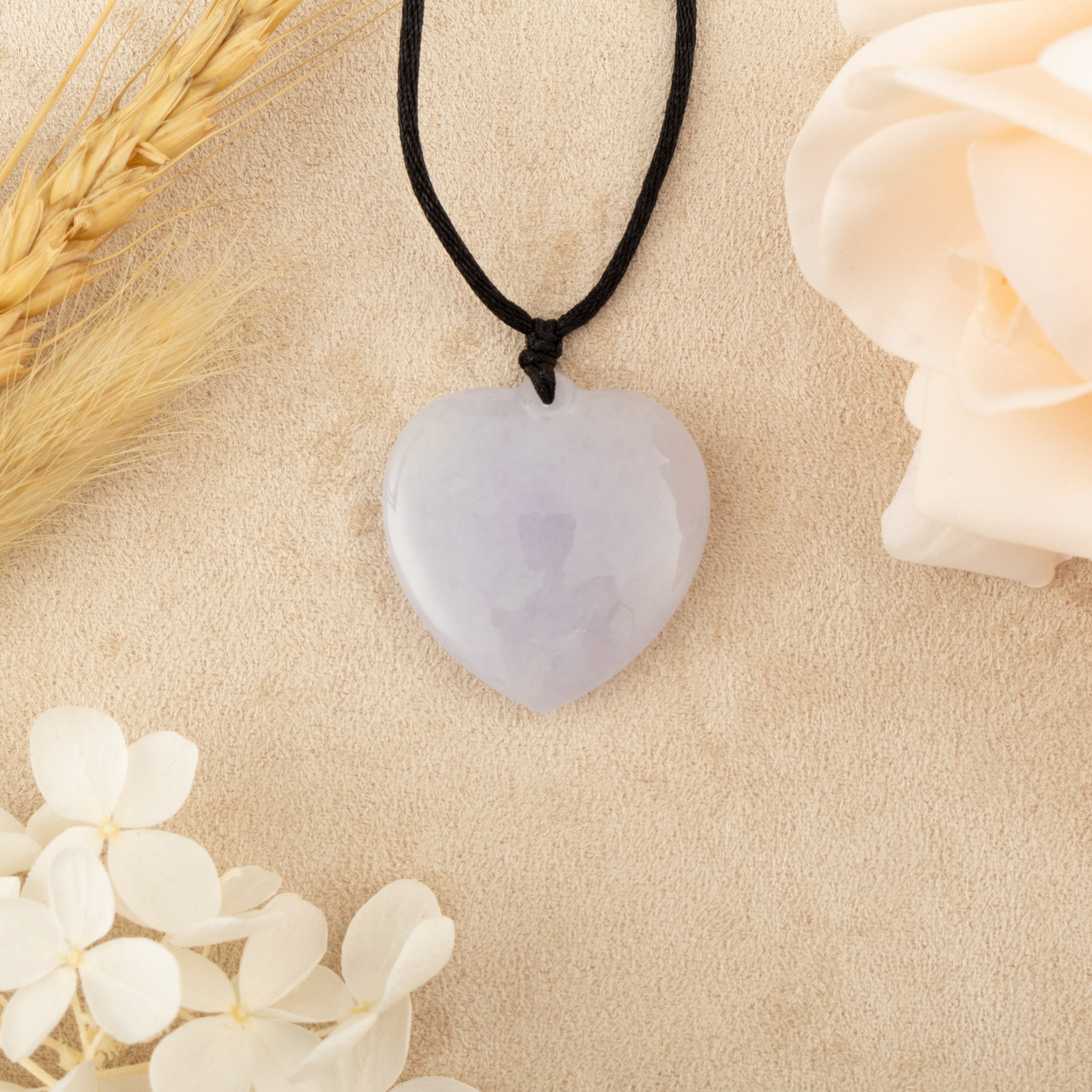 Dainty Heart Shape Purple Jade Pendant Necklace
