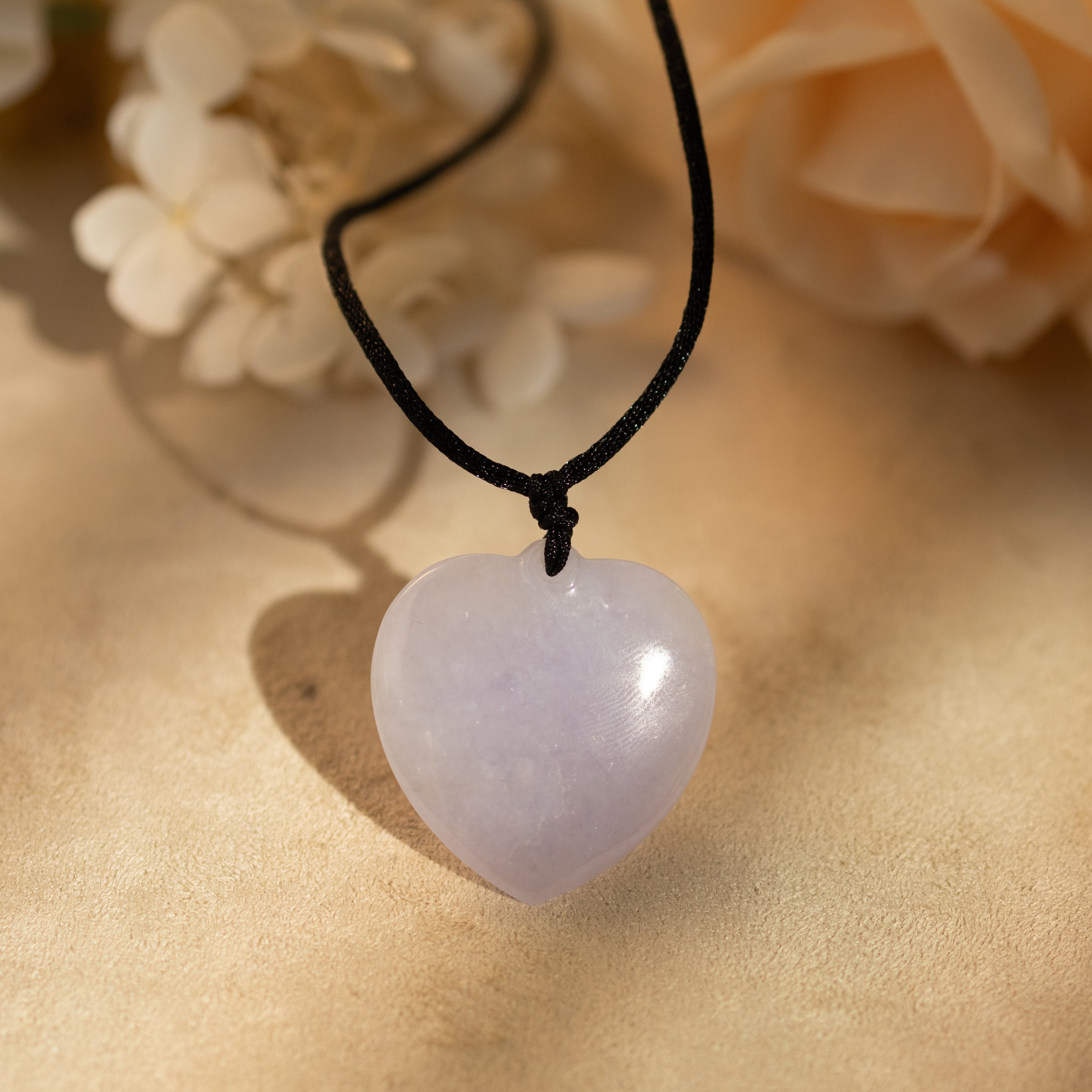 Dainty Heart Shape Purple Jade Pendant Necklace