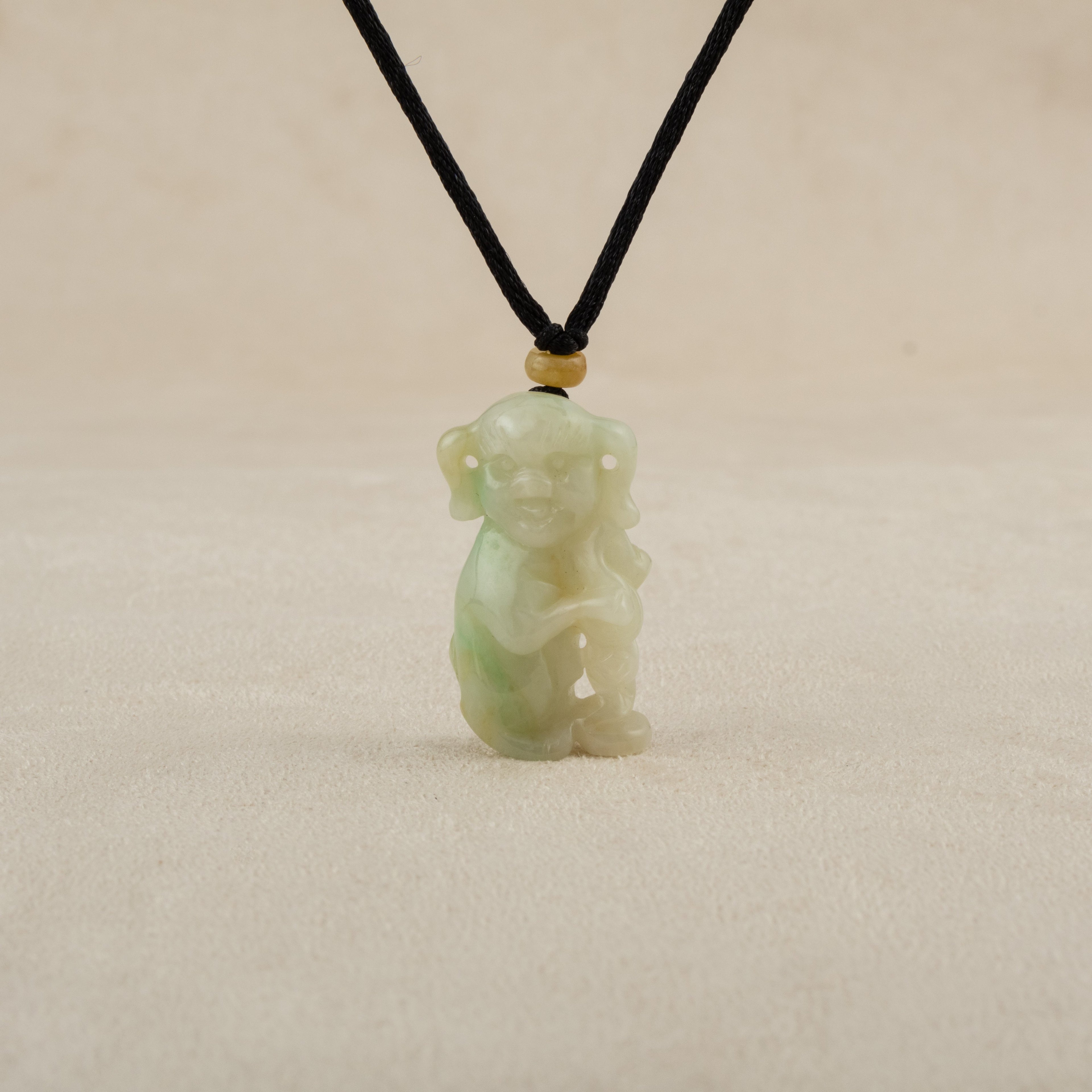 Gradient Green and Orange Jade Human-Like Standing Pig Pendant