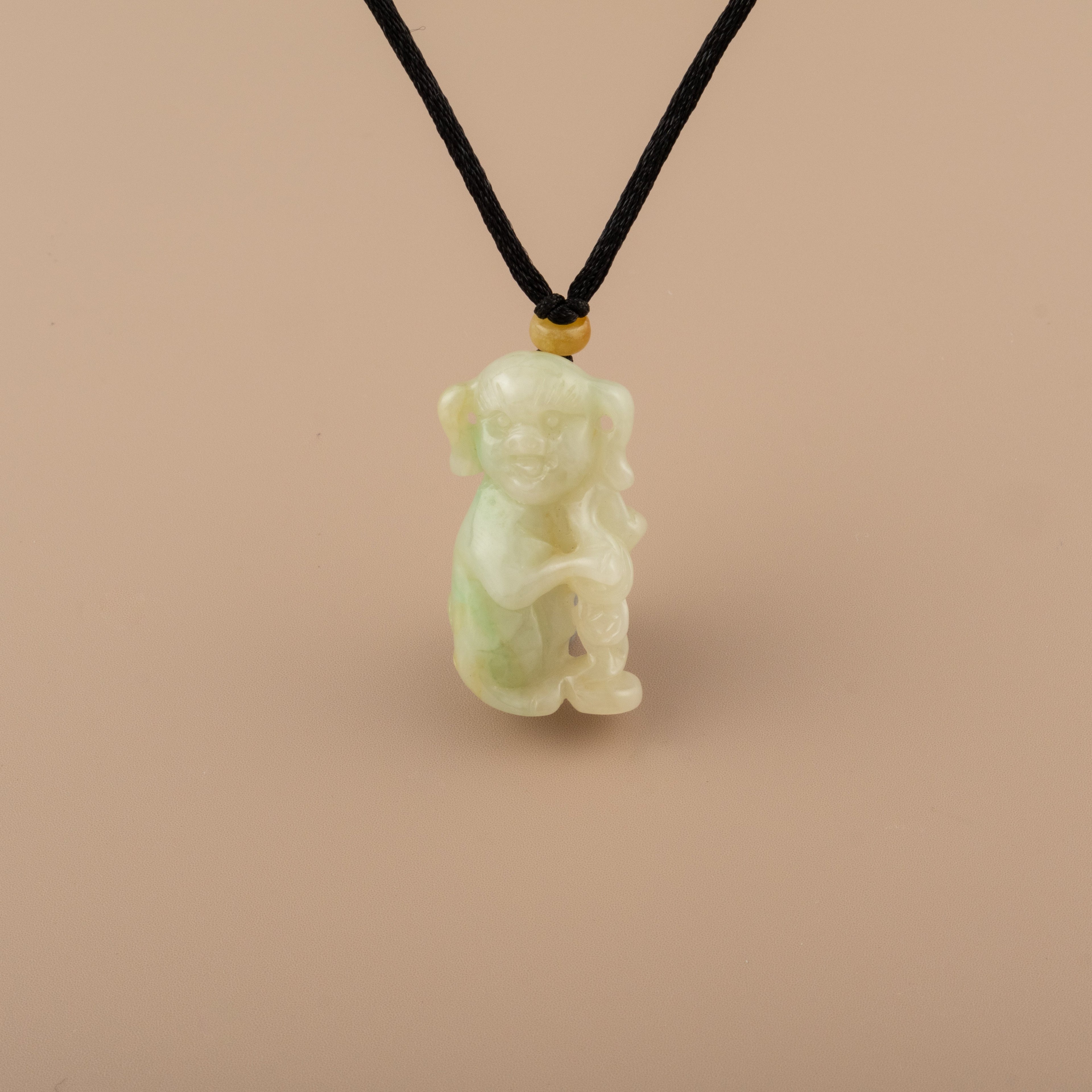 Gradient Green and Orange Jade Human-Like Standing Pig Pendant