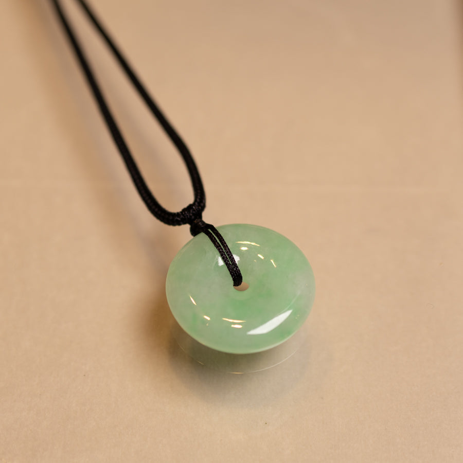 Gransky Natural Bright Green Jade Disc Pendant