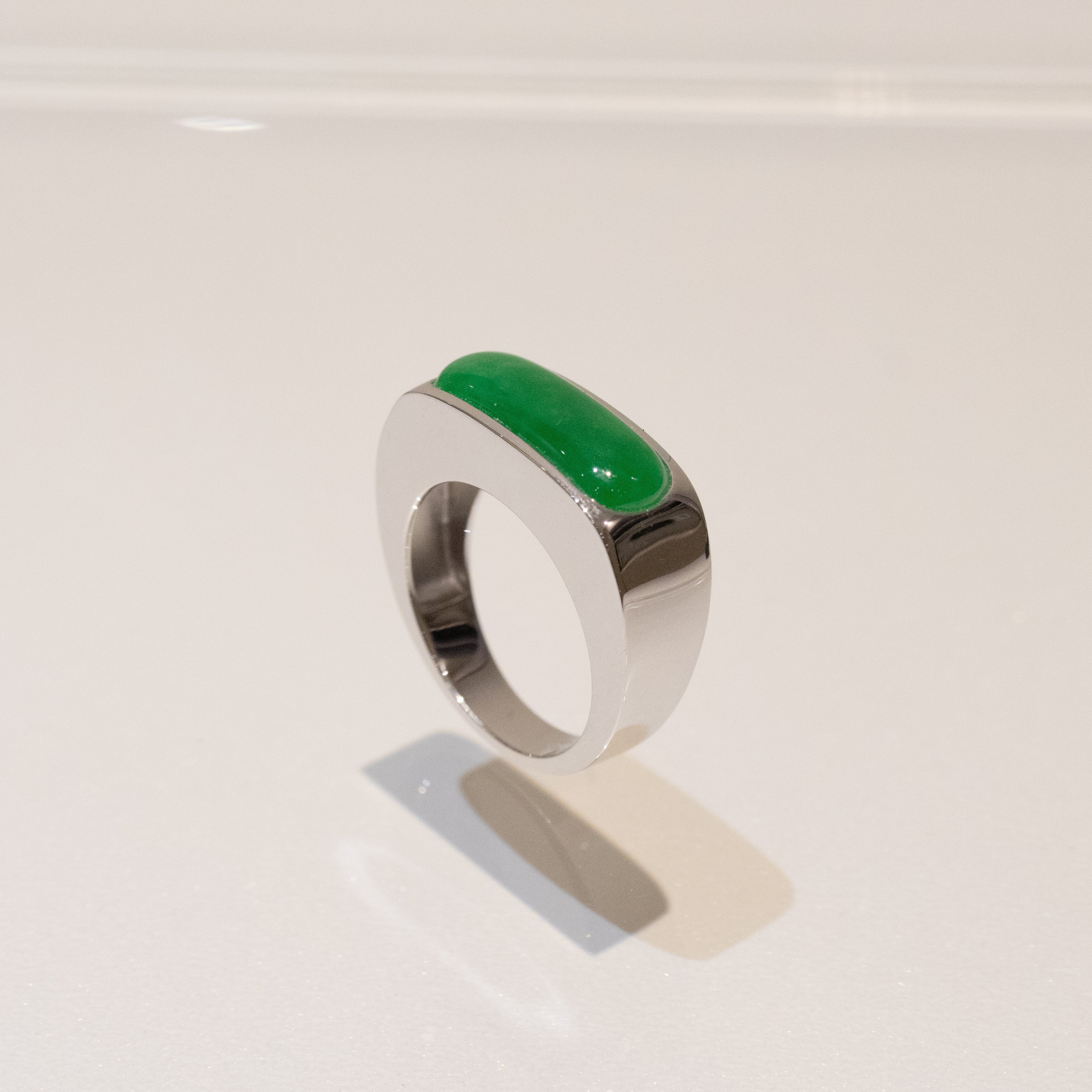 GRANSKY X KATHERINE US 7 18K Gold A-Grade Natural Vivid Green Jadeite Ring