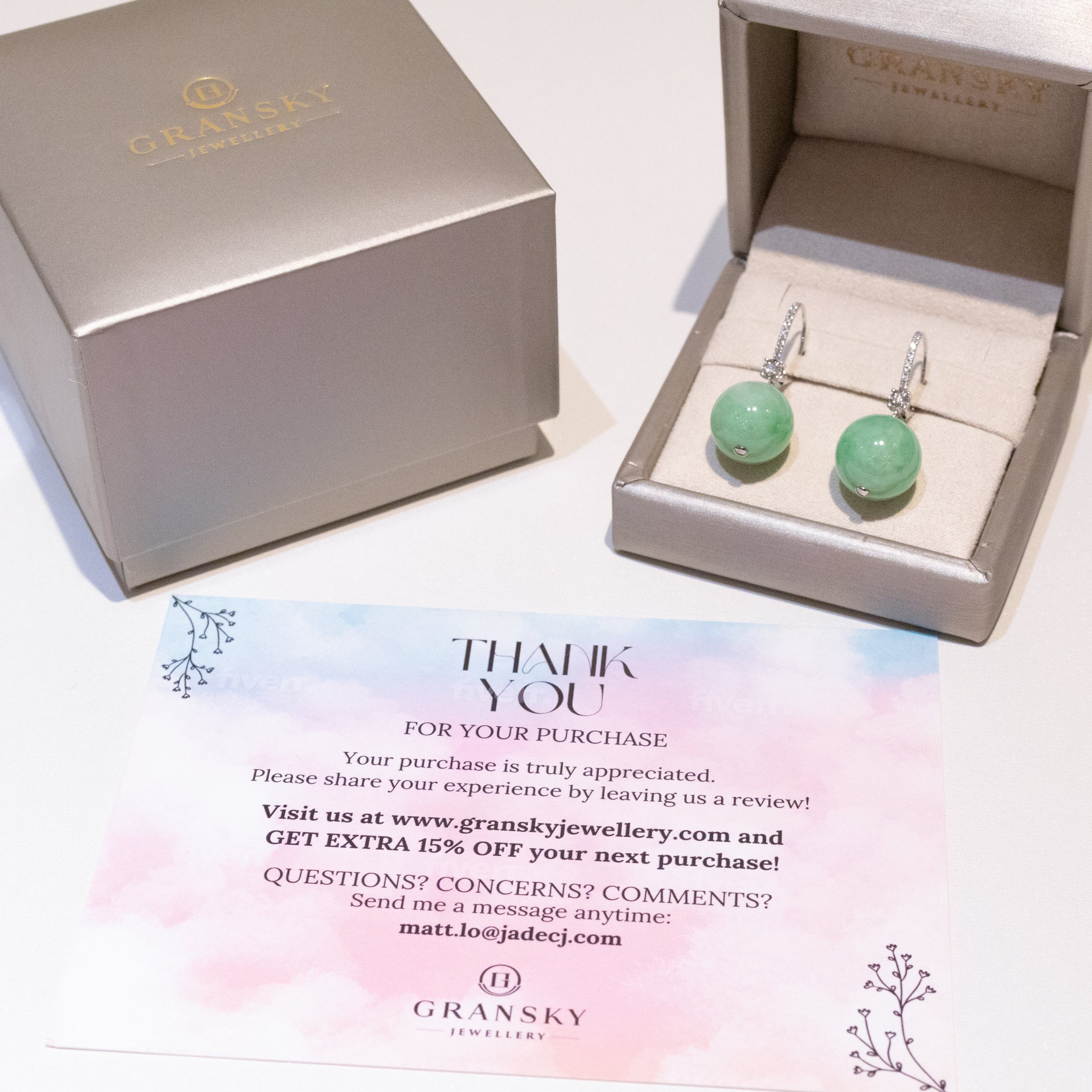 Gransky 18K Gold Apple Green Jade Jewelry Jade Bead Earrings