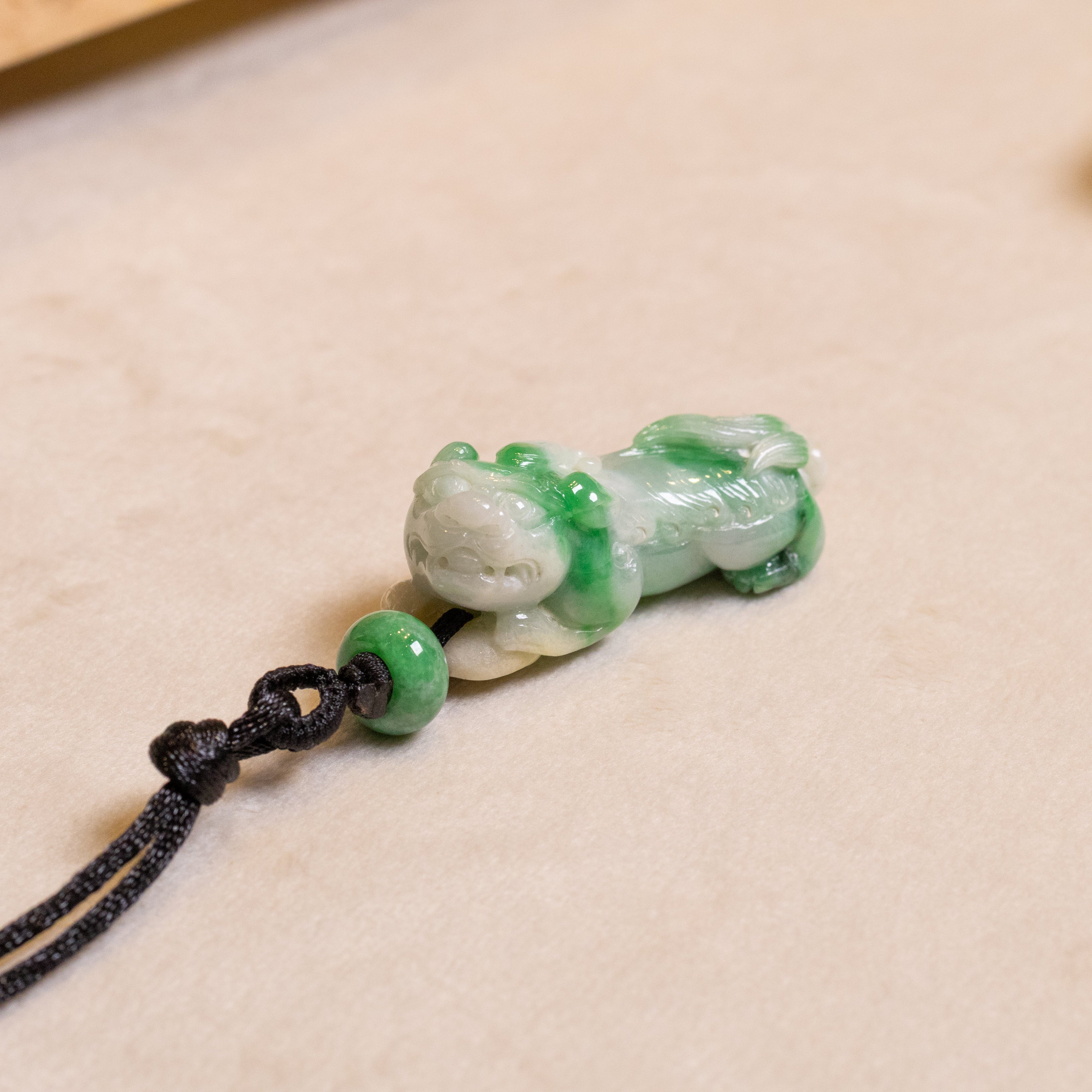 Green Handcrafted PiXiu Jade Pendant - Natural Type A Jade