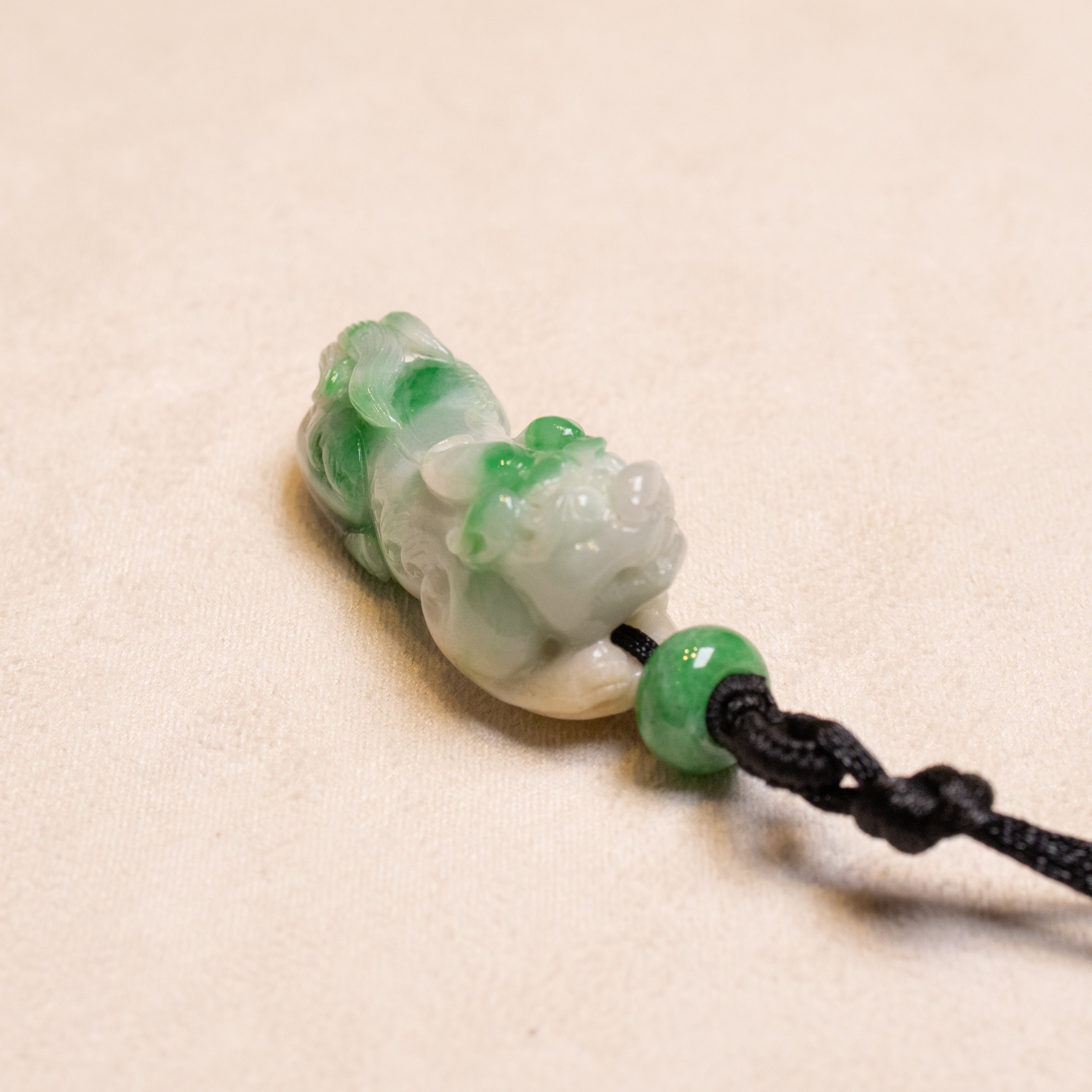 Green Handcrafted PiXiu Jade Pendant - Natural Type A Jade