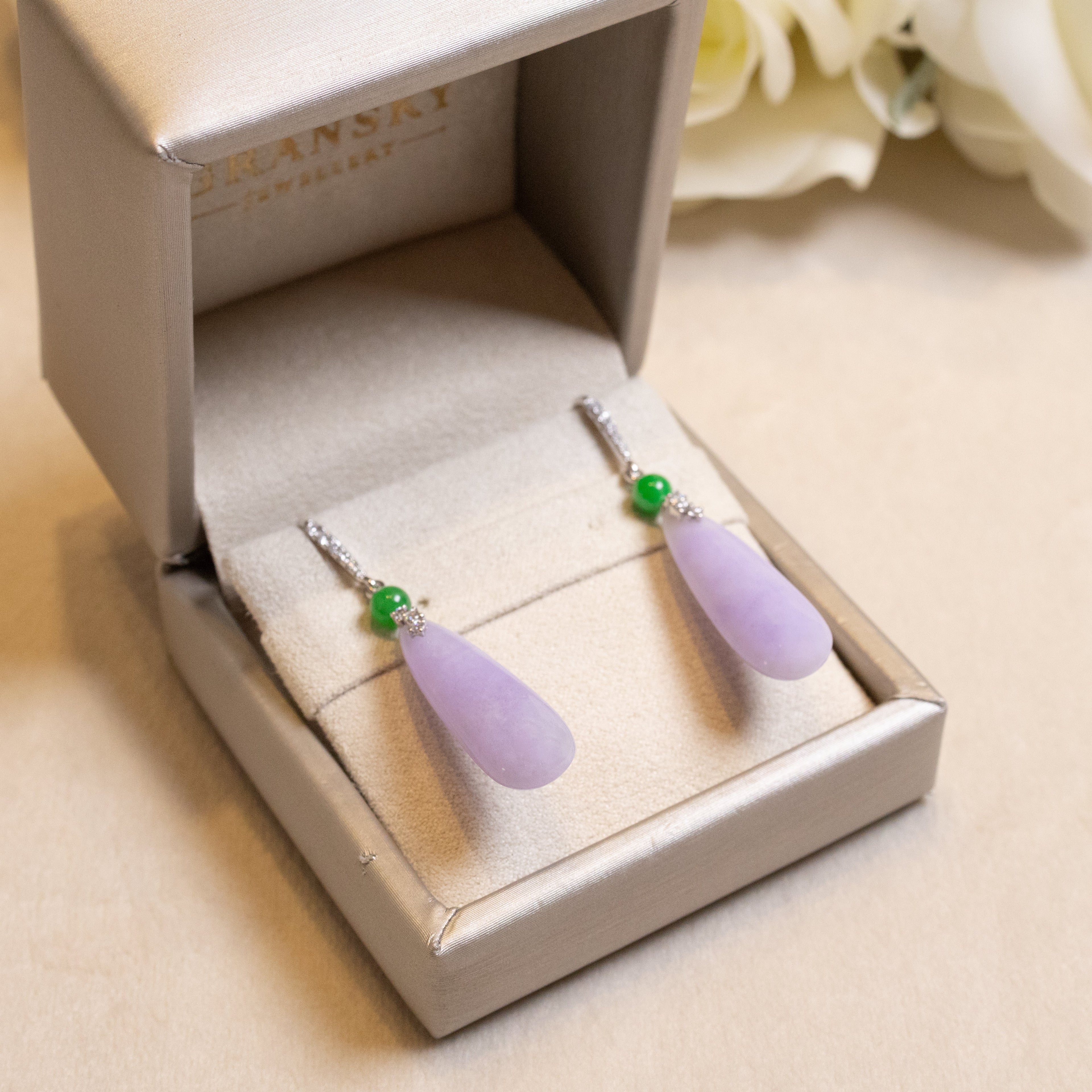 GRANSKY X KATHERINE 18K Gold Inlay Diamond Purple Jade Drop Earring