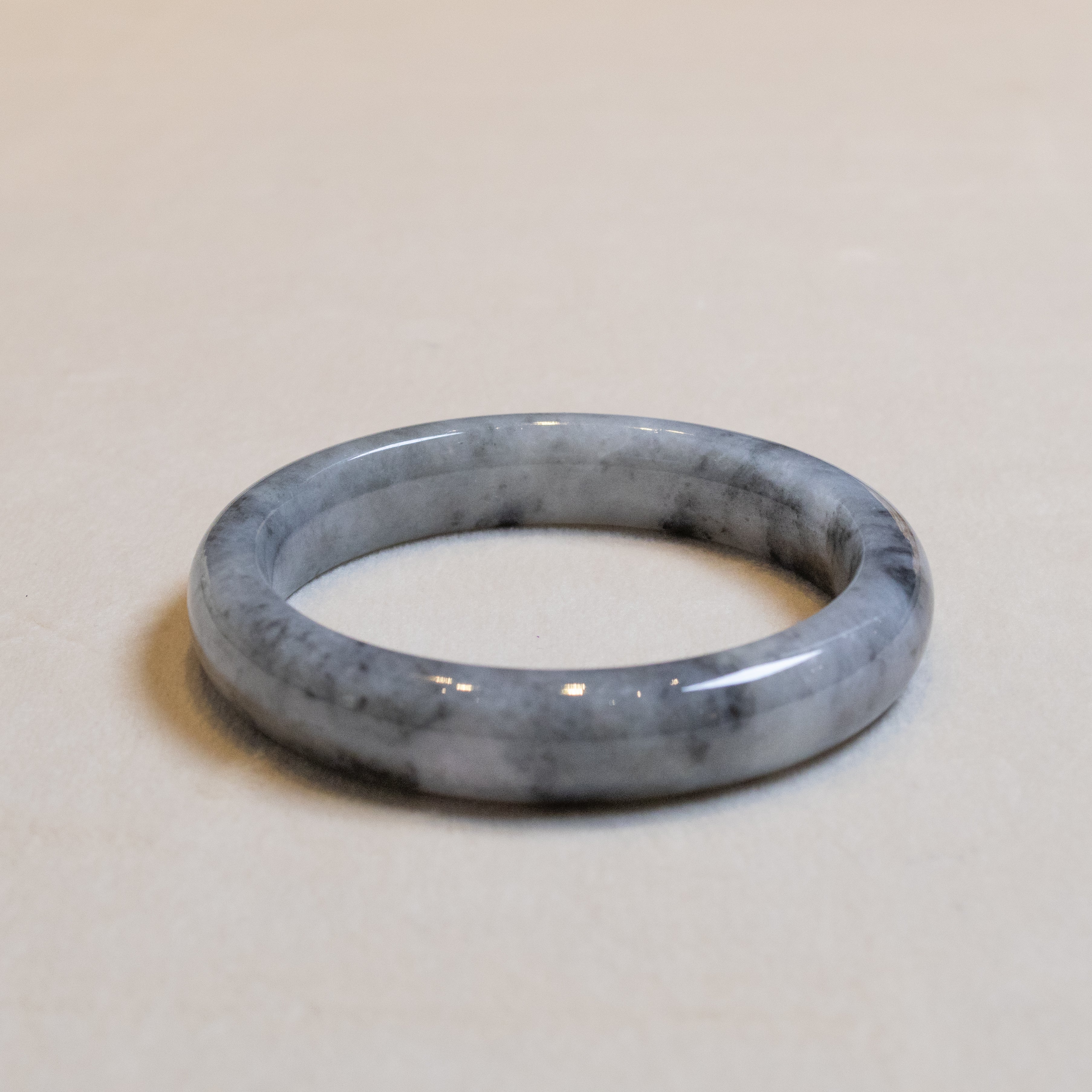 59mm Natural Jadeite Real Jade Gray Bangle Bracelet