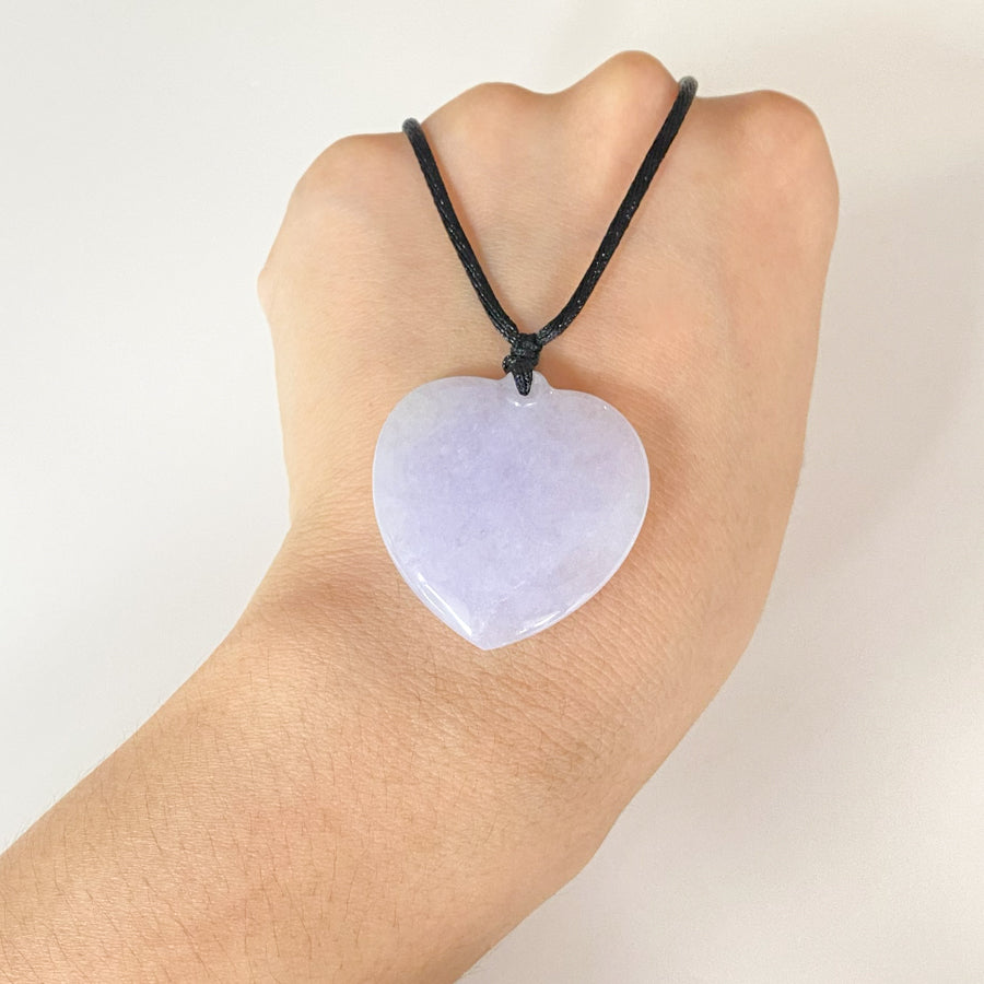 Dainty Heart Shape Purple Jade Pendant Necklace