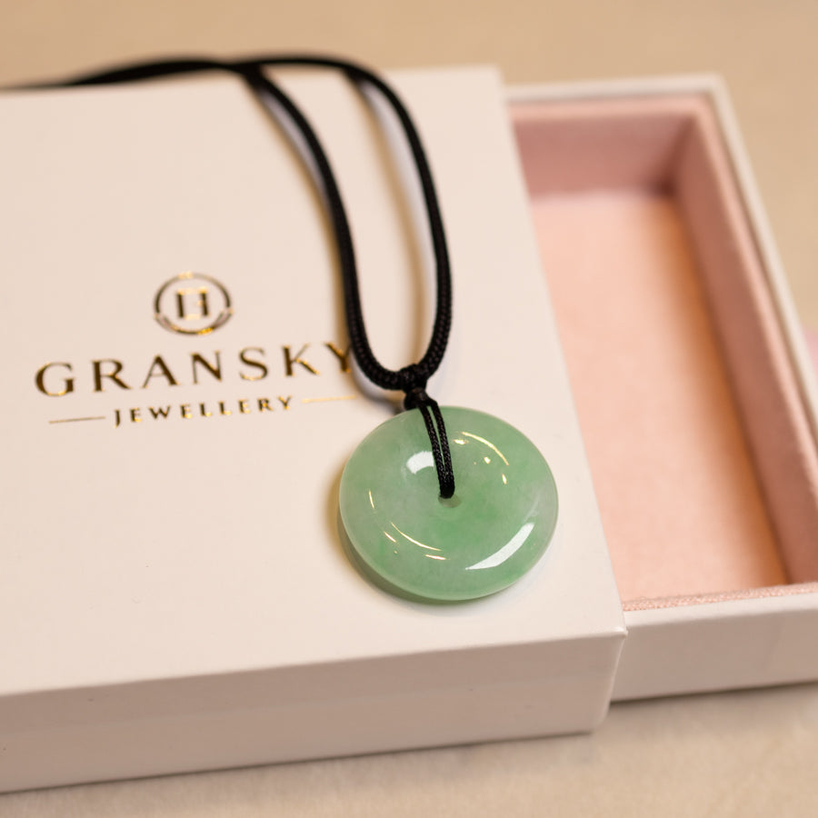 Gransky Natural Bright Green Jade Disc Pendant