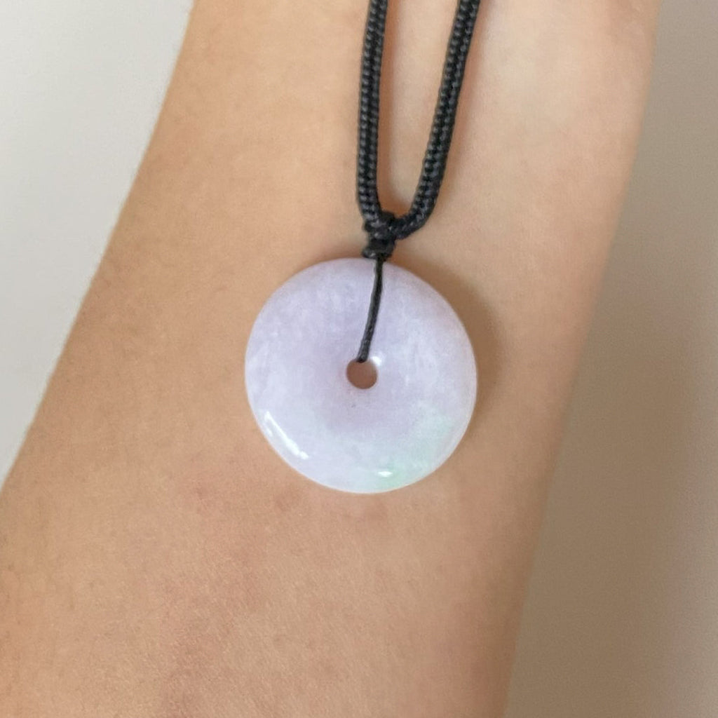 Delicate Purple Jade Disc Round Pendant mm - Calming Gemstone