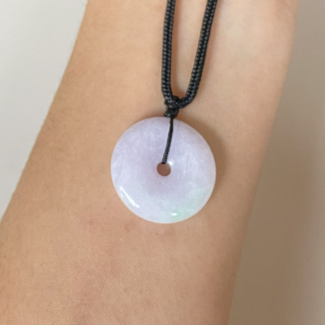 Delicate Purple Jade Disc Round Pendant mm - Calming Gemstone