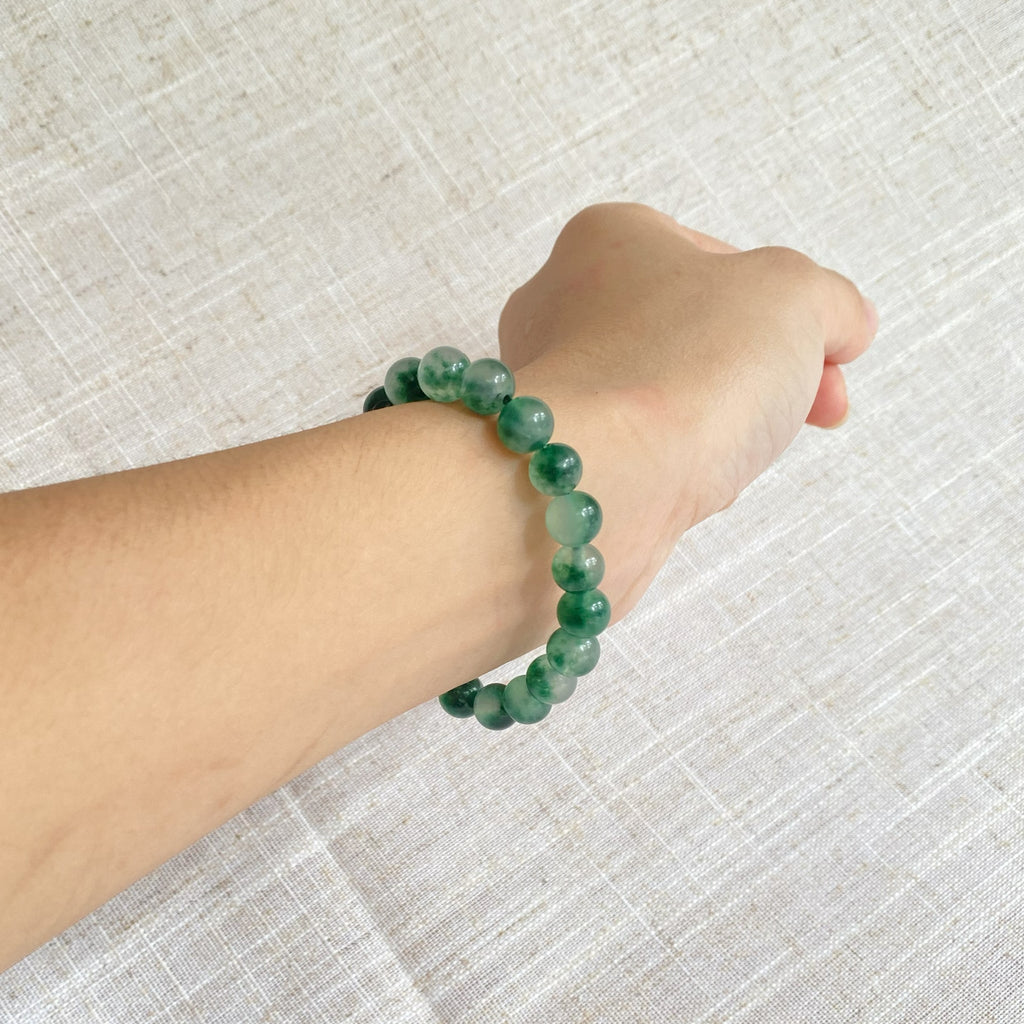 Jade Beaded Bracelet, Emerald Green Jade, Natural Lovely Green, Burmese Jade, Bracelet for Her, Holiday Gift