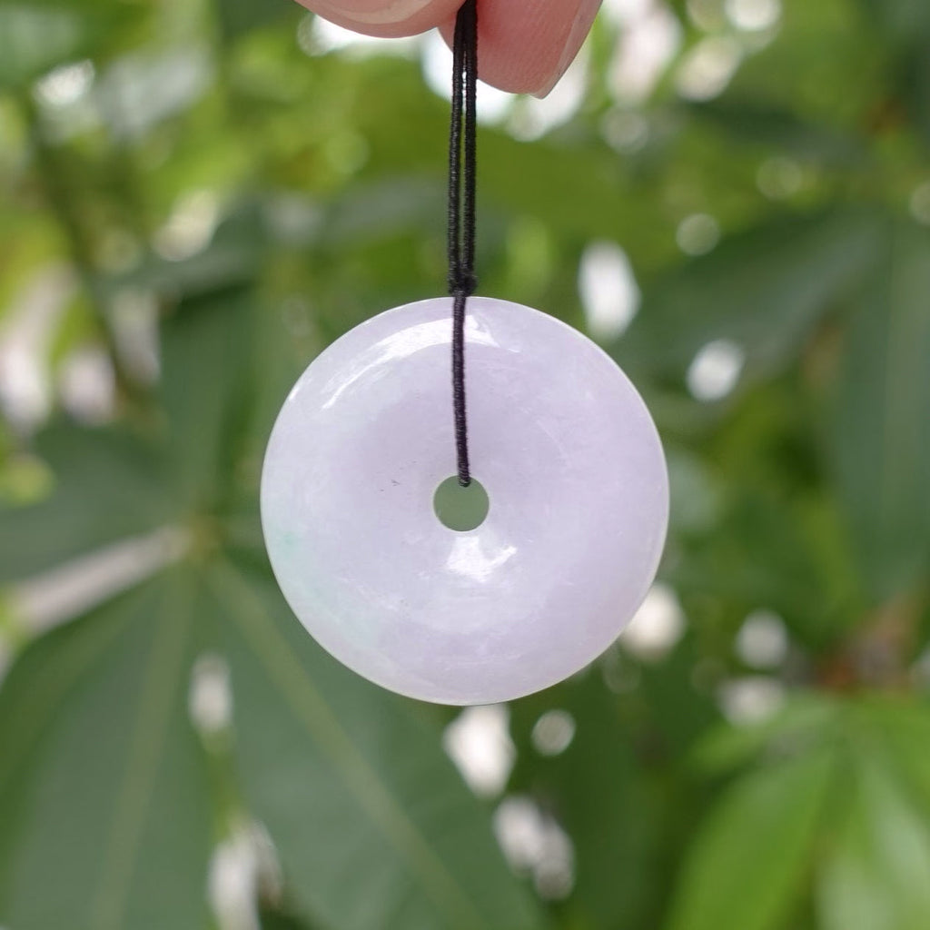 Delicate Purple Jade Disc Round Pendant mm - Calming Gemstone