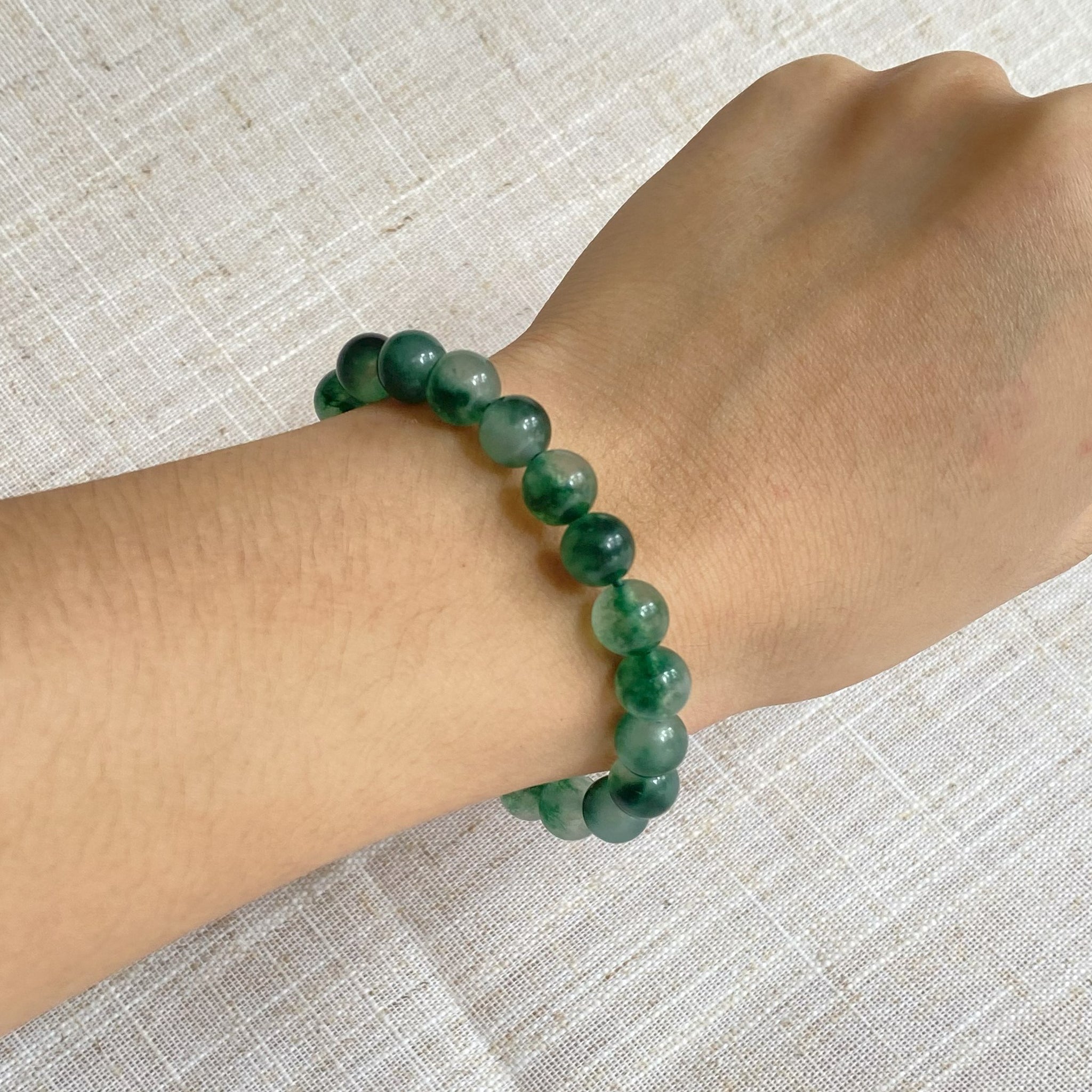 Jade Beaded Bracelet, Emerald Green Jade, Natural Lovely Green, Burmese Jade, Bracelet for Her, Holiday Gift