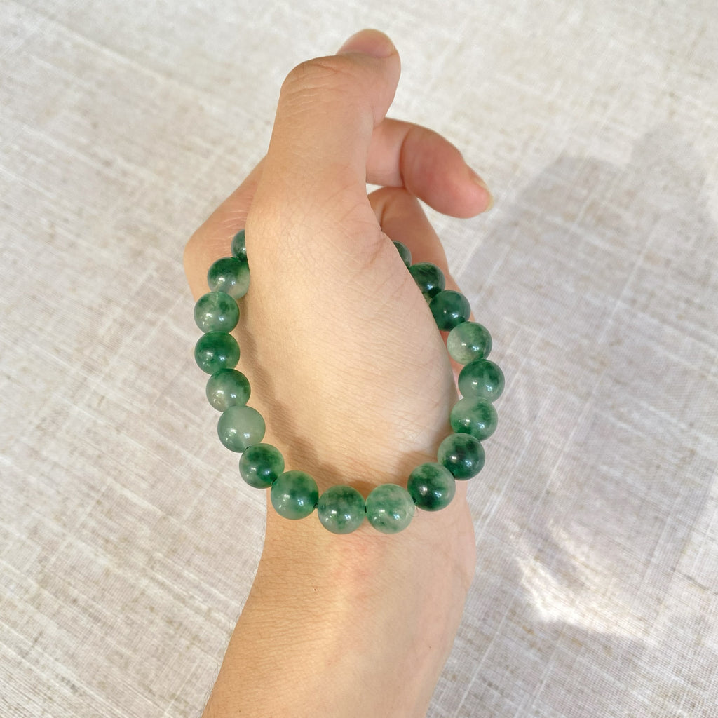 Jade Beaded Bracelet, Emerald Green Jade, Natural Lovely Green, Burmese Jade, Bracelet for Her, Holiday Gift