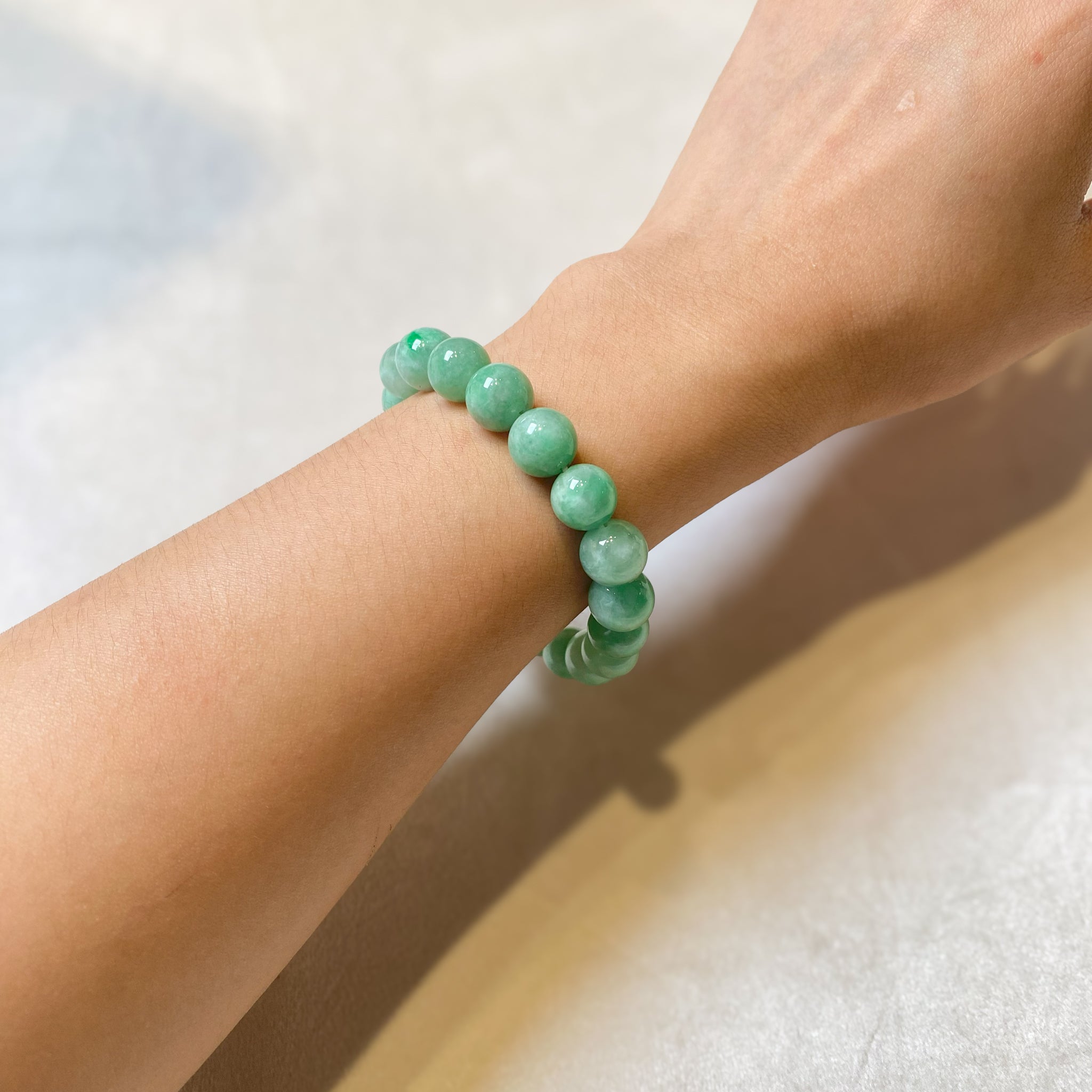Bright Green Bead Bracelet, Energy Lucky Bracelet, Natural Type A Burmese Jade, Bracelet for Men/Women, Jade Healing Jewelry, Real Jadeite