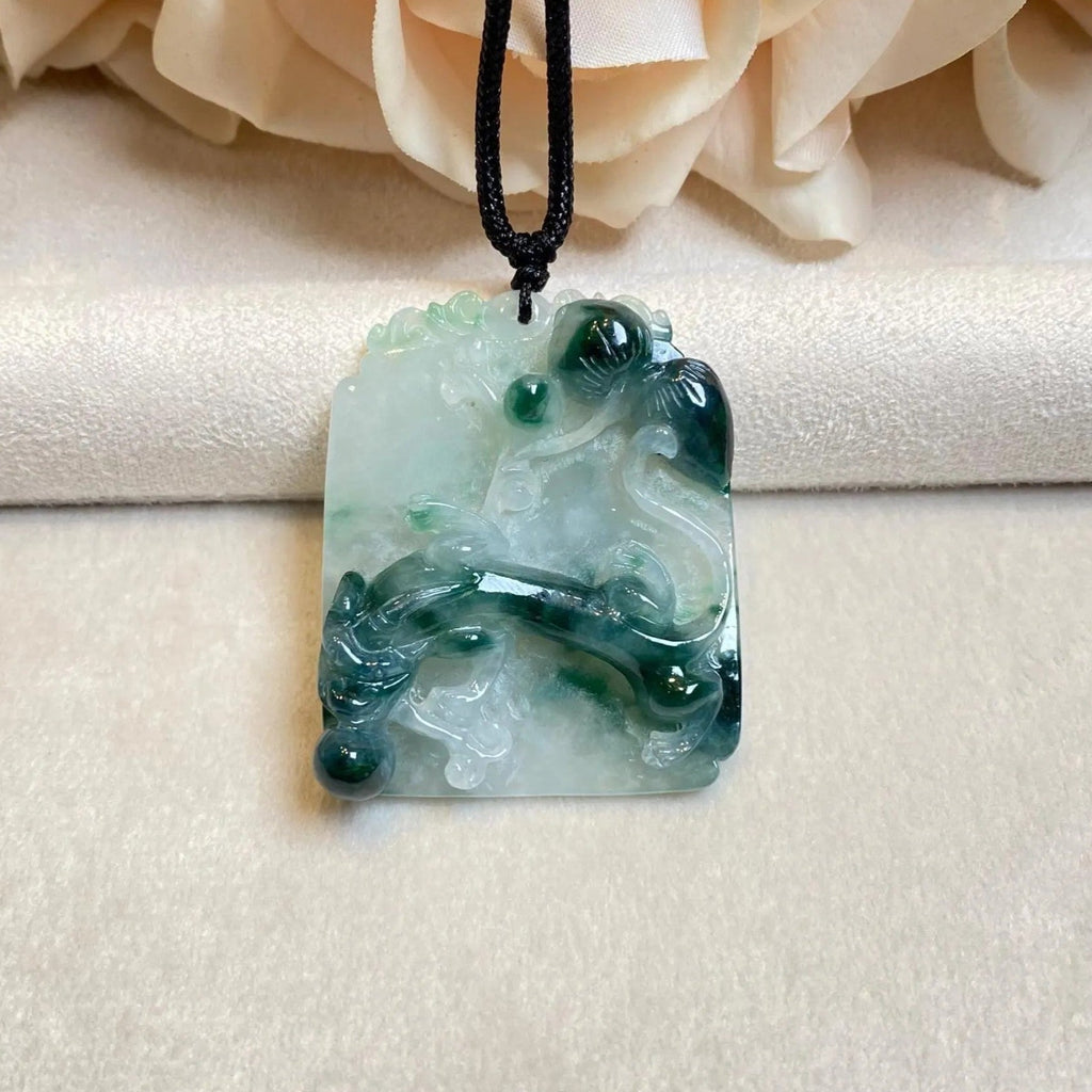 Green Jadeite Bamboo Pendant - Natural Type-A Jade