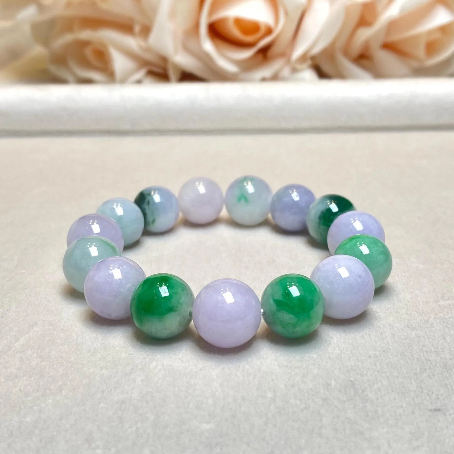 Gransky Multi-Color Type-A Burmese Jadeite Beaded Bracelet - 18cm