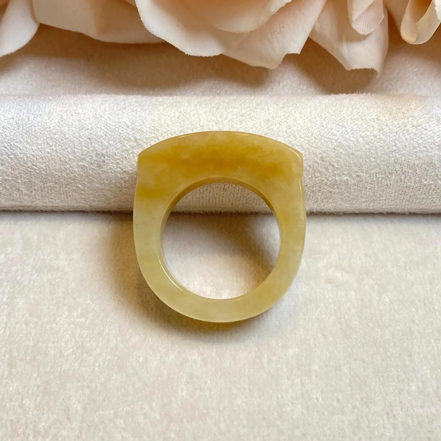 Exquisite Natural Untreated Brown Burmese Jadeite Saddle Ring (马鞍戒) – Size US 8.25 & 9.25