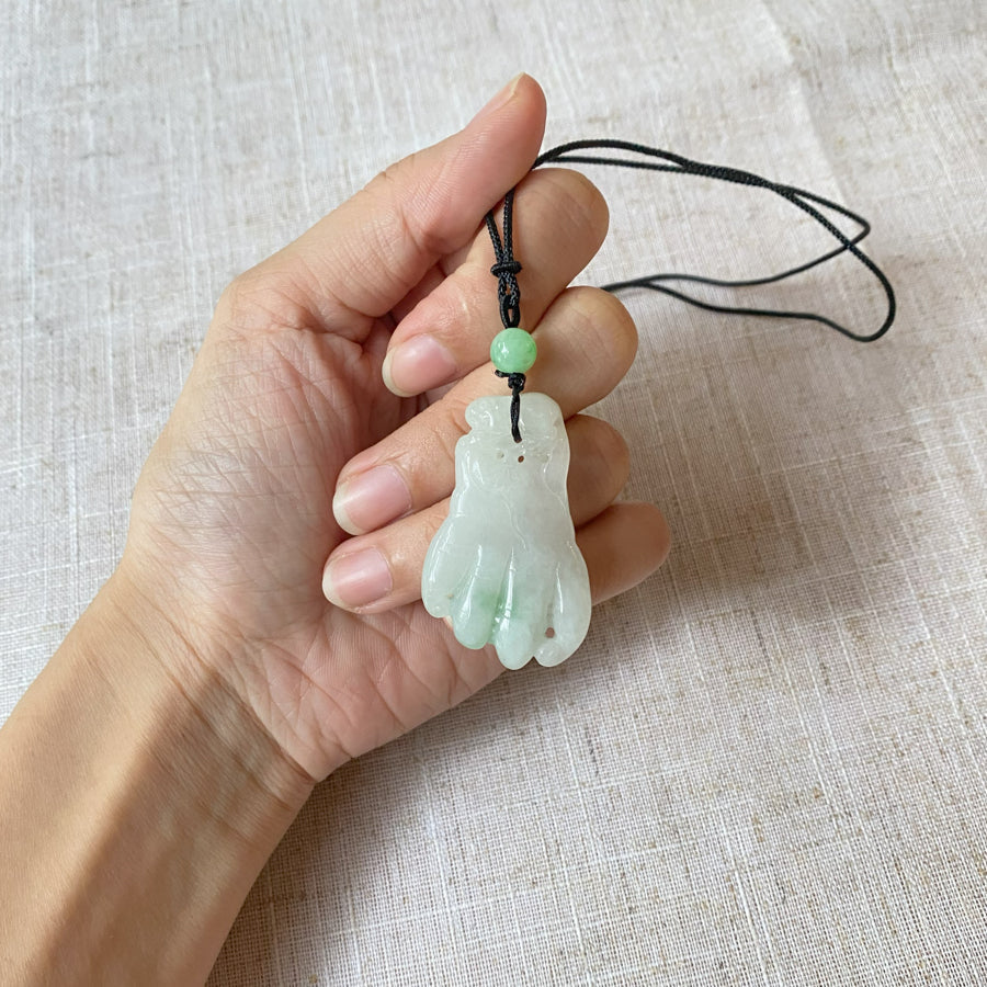 Lucky Buddha's-Hand Two Tone Jade Pendant Natural Burmese Gemstone