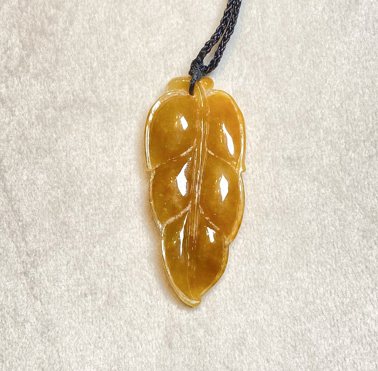 Natural Orange Jadeite Leaf Pendant - Type-A Untreated Jadeite
