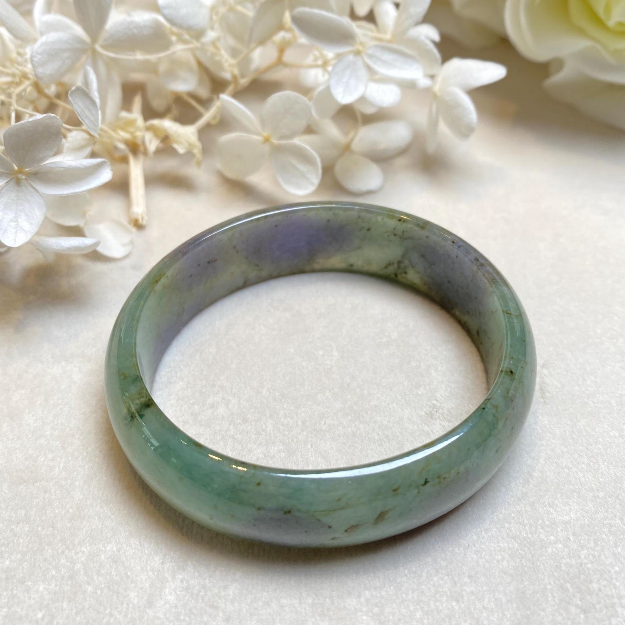 52.8mm Jadeite Real Jade Bangle Oval Shape - Type-A Natural Jade