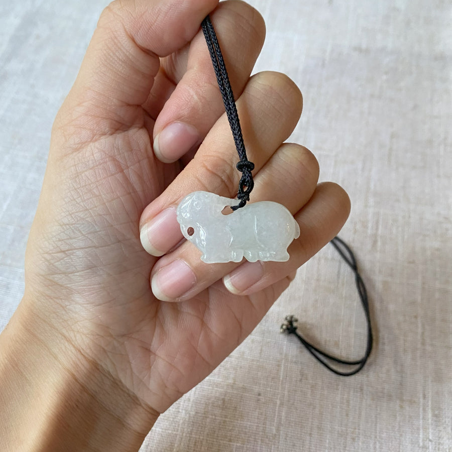 Animal Goat Carved Type A Natural Jade Pendant