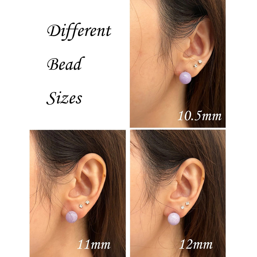 Intense Purple Jade Beaded Studs Earring Natural Type A Certified