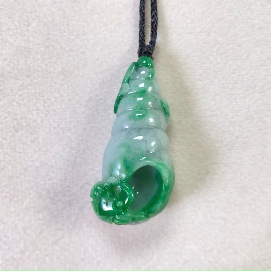 Gransky Natural Burmese Jadeite Sea Shell Pendant - Handmade Ocean-Inspired Jewelry Gift