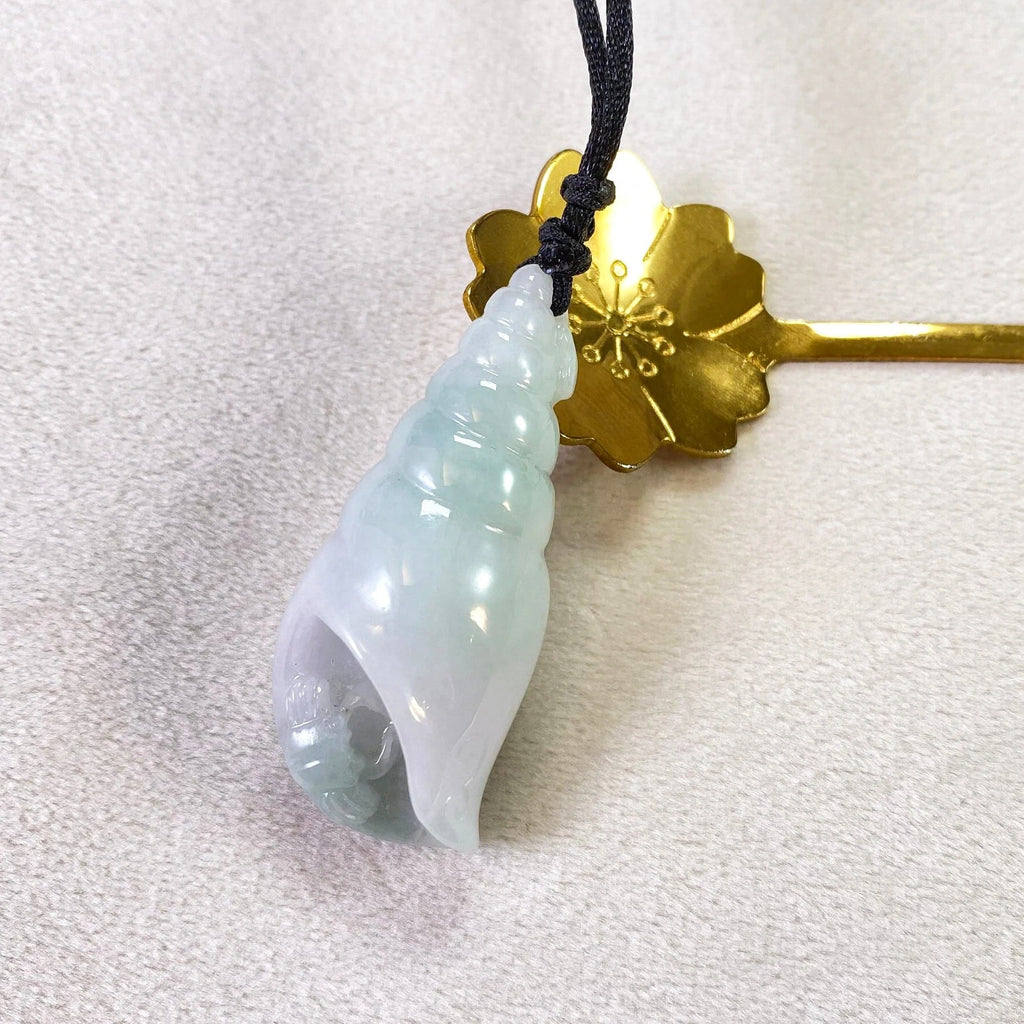 Gransky Natural Burmese Jadeite Sea Shell Pendant - Handmade Ocean Inspired Jewelry Gift