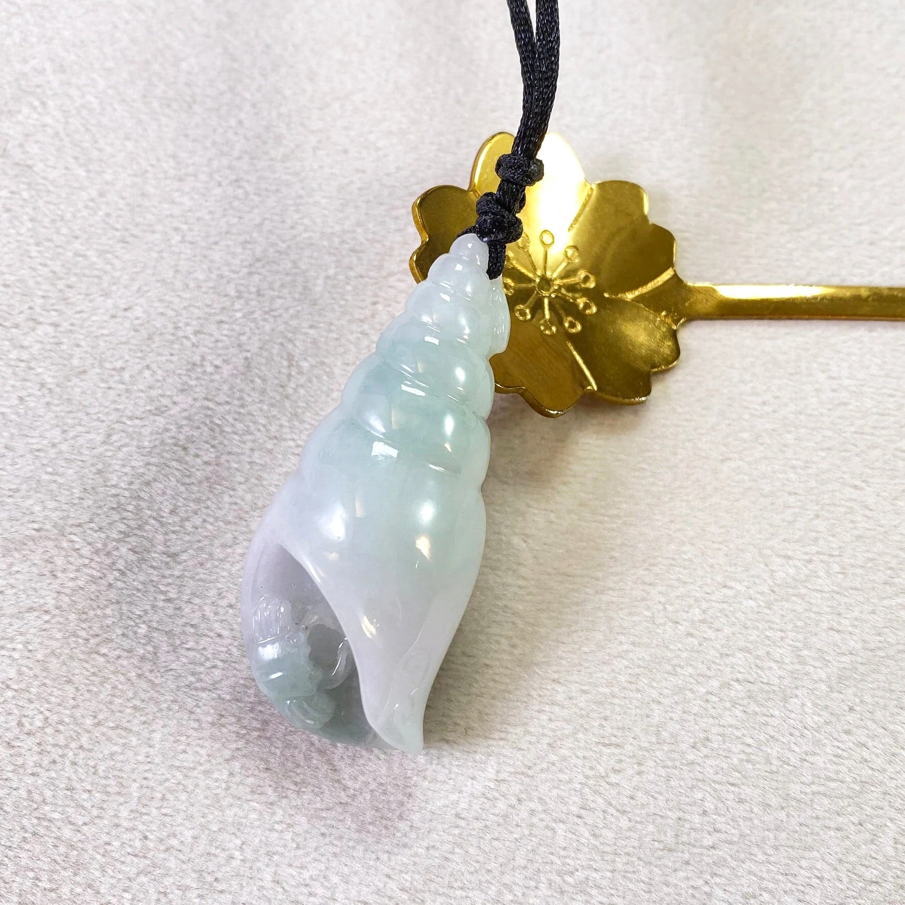 Gransky Natural Burmese Jadeite Sea Shell Pendant - Handmade Ocean Inspired Jewelry Gift