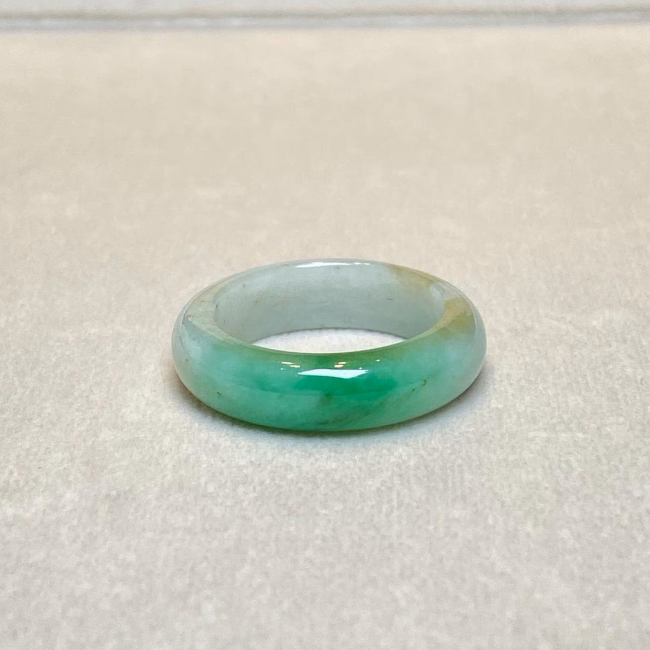 Size 9.25 Natural Type-A Burmese Green Jade Band Ring