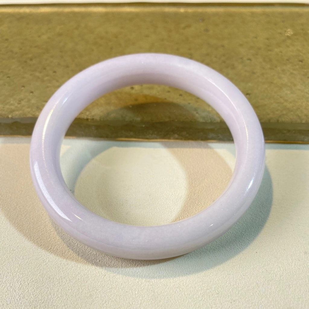 55.7mm Natural Jadeite Real Jade White Pink Bangle Bracelet