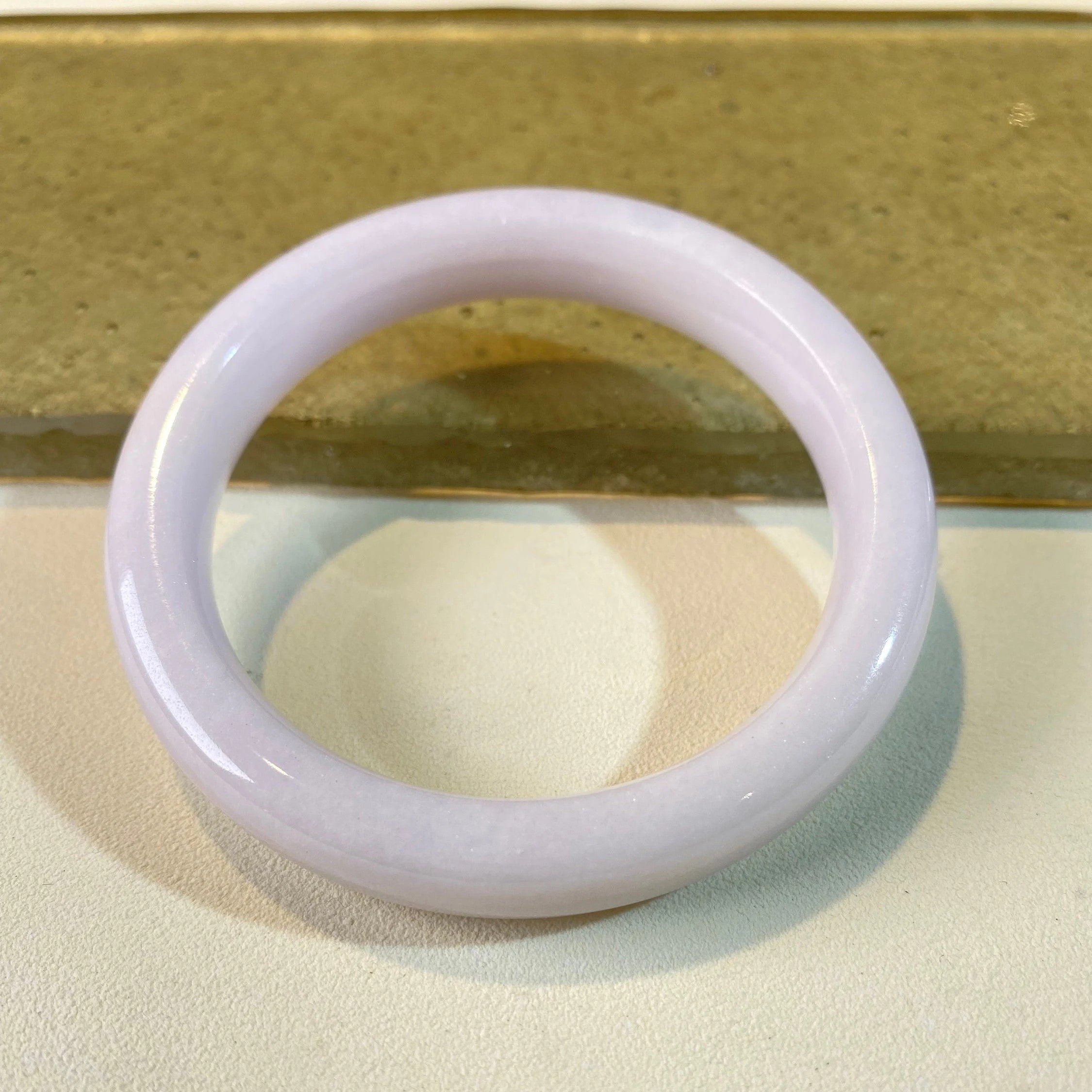 55.7mm Natural Jadeite Real Jade White Pink Bangle Bracelet