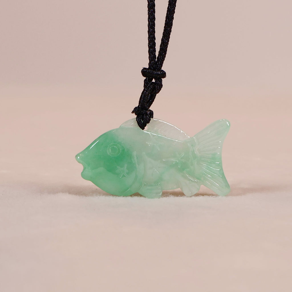Hand Carved Goldfish Jade Pendant