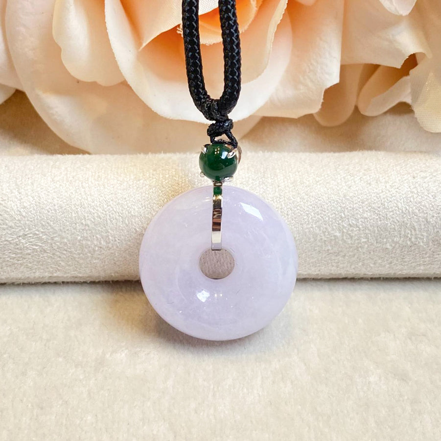 Gransky Jewellery Purple Burmese Jadeite Donut Pendant in 18k White Gold - 29.7mm