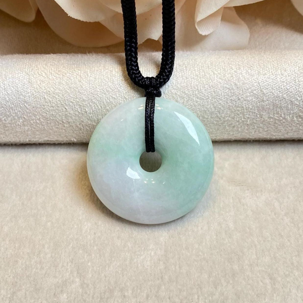 Dainty Green Burmese Jade Disc Pendant