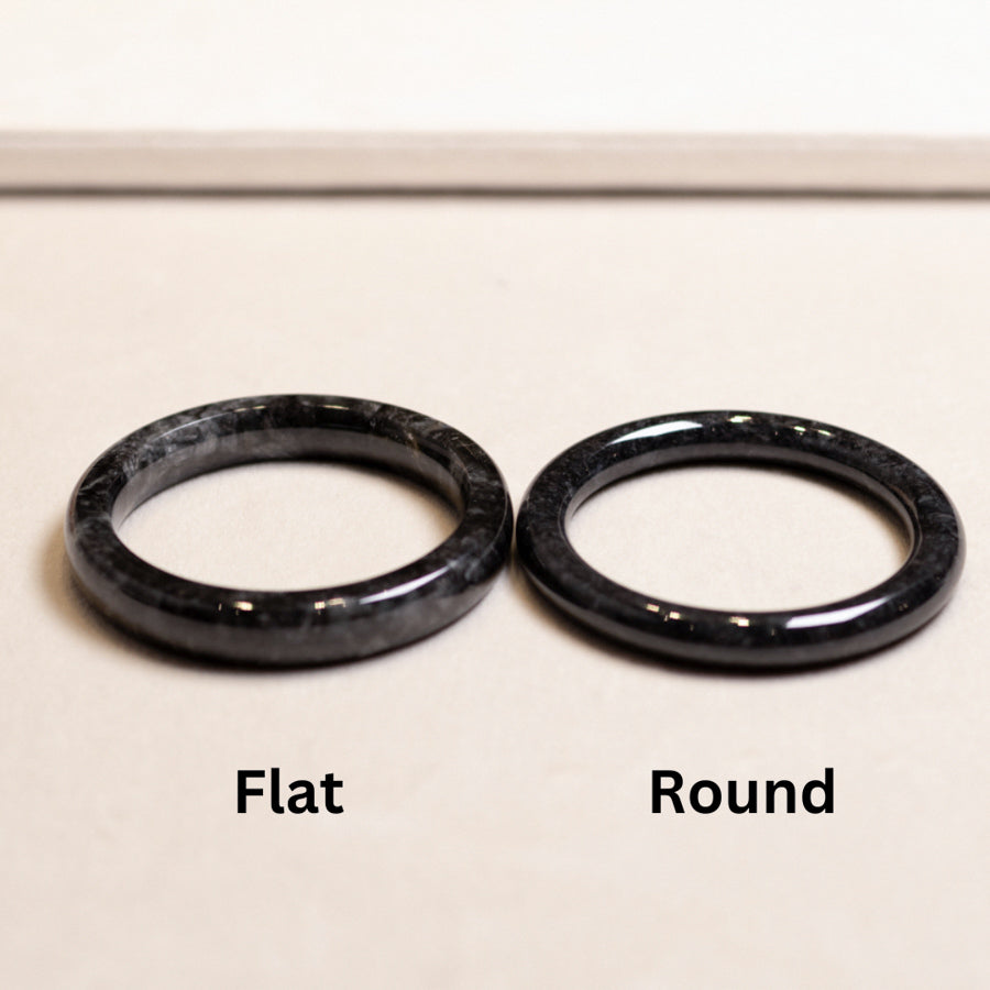54-60mm Natural Black Jade Bangle Bracelet Gold Scattering - Various Sizes Available