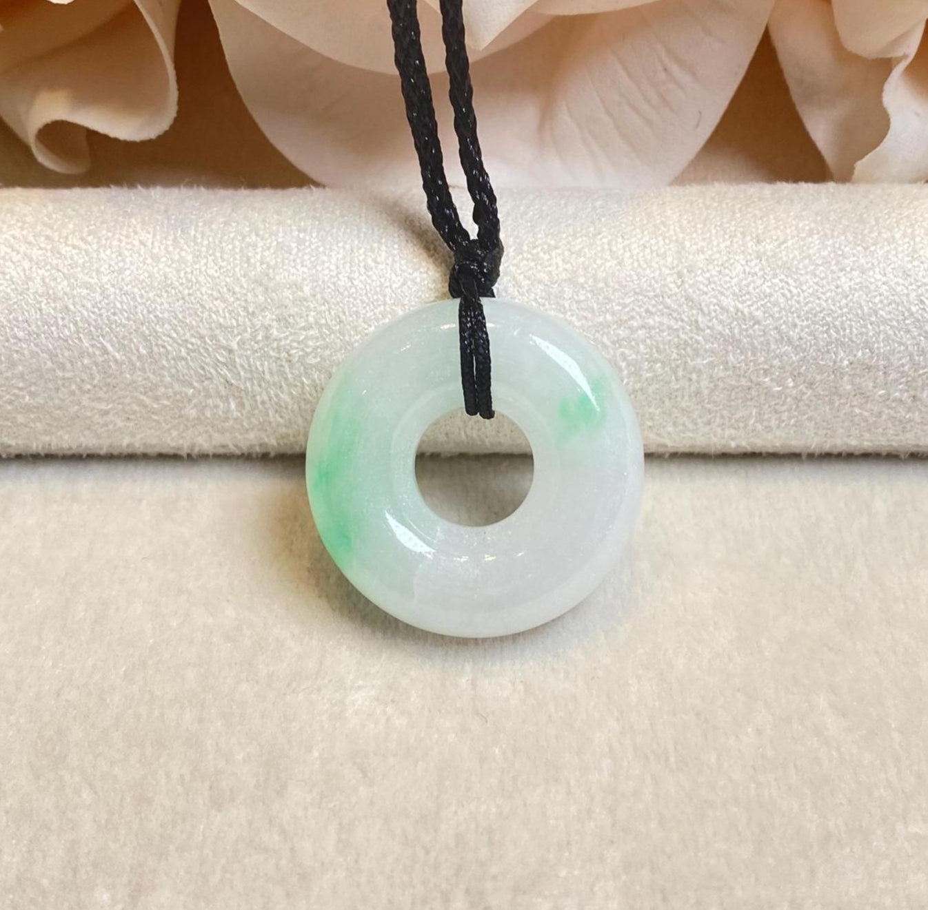 Green Jade Round Donut Pendant - Symbol of Peace and Prosperity