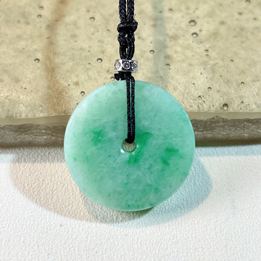 Burmese Jadeite Jade Lucky Apple Green Jade Donut Pendant