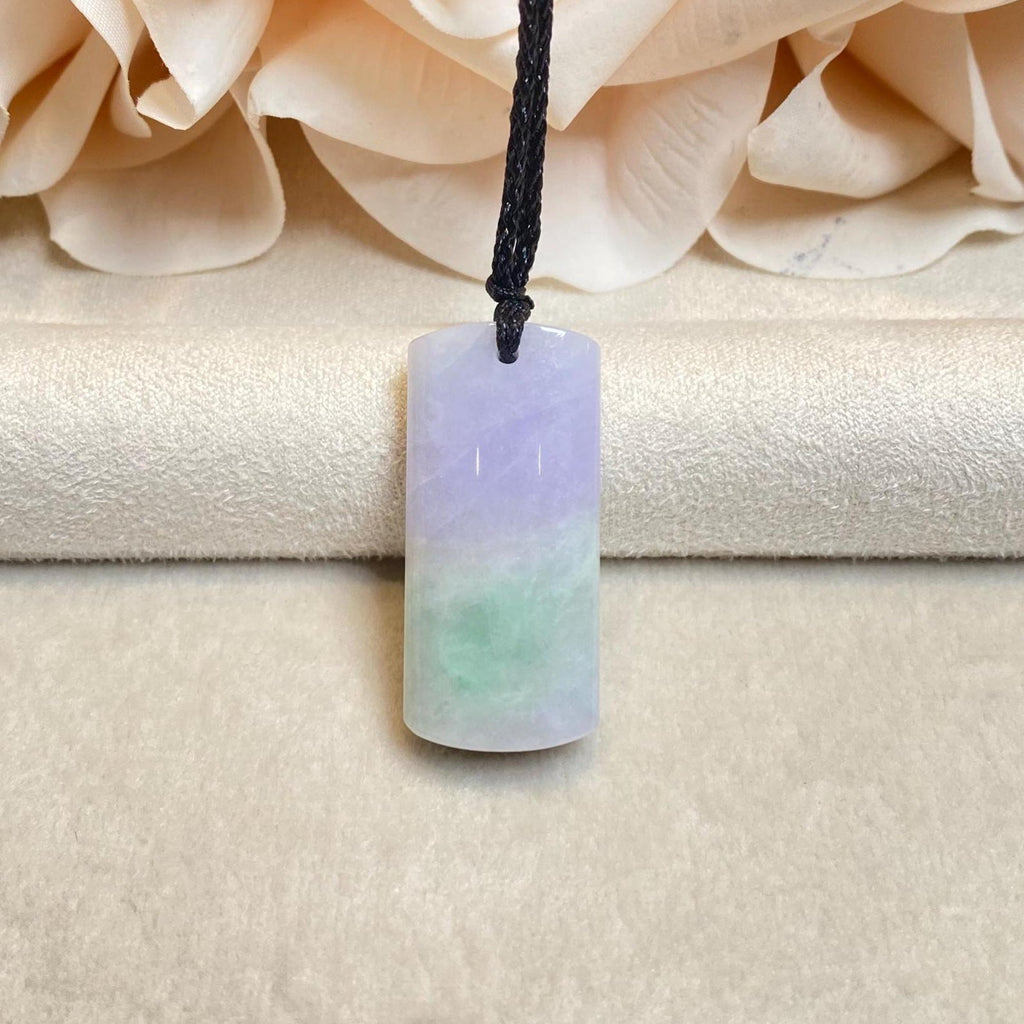 Natural Purple Jade Block Pendant - Certified Natural Jade