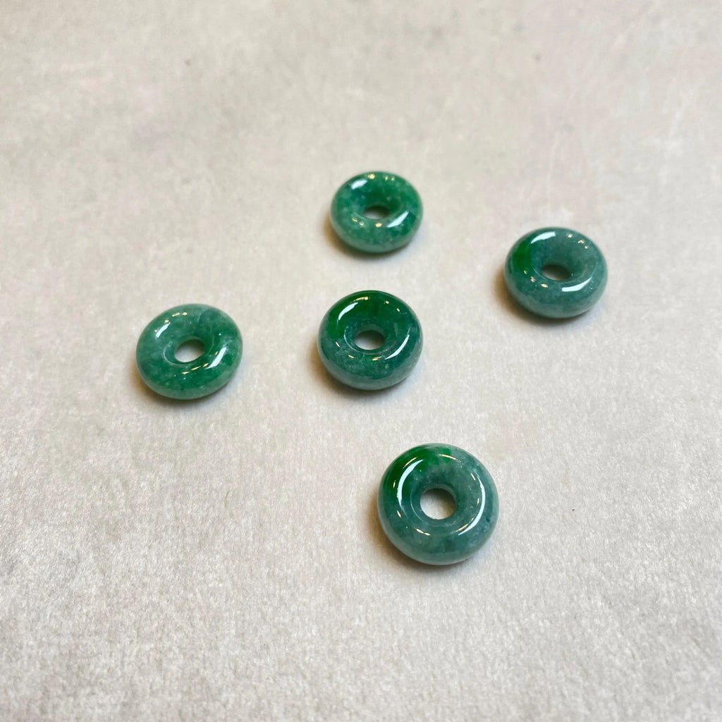 Intense Green Jade Gemstone Beads Donut Shape Loose Beaded DIY