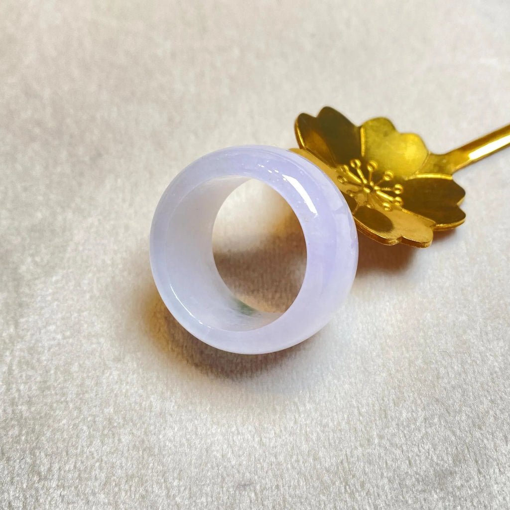 US 9.25 Gransky Natural Untreated Smooth Purple Band Jade Ring