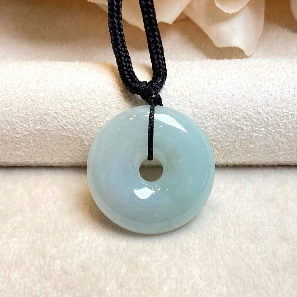 Gransky Natural Type A Ocean Blue Jade Disc Pendant