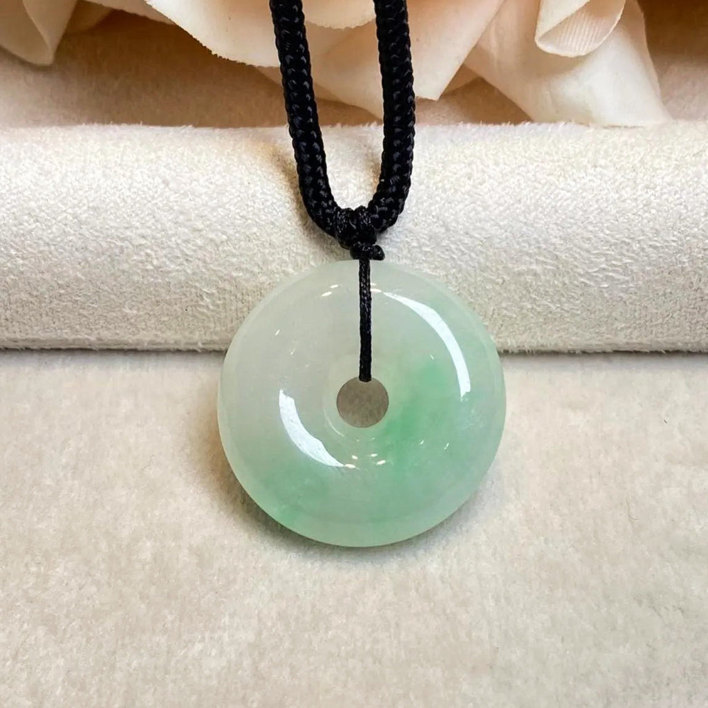 Highly Translucent Bright Green Burmese Jade Disc Pendant