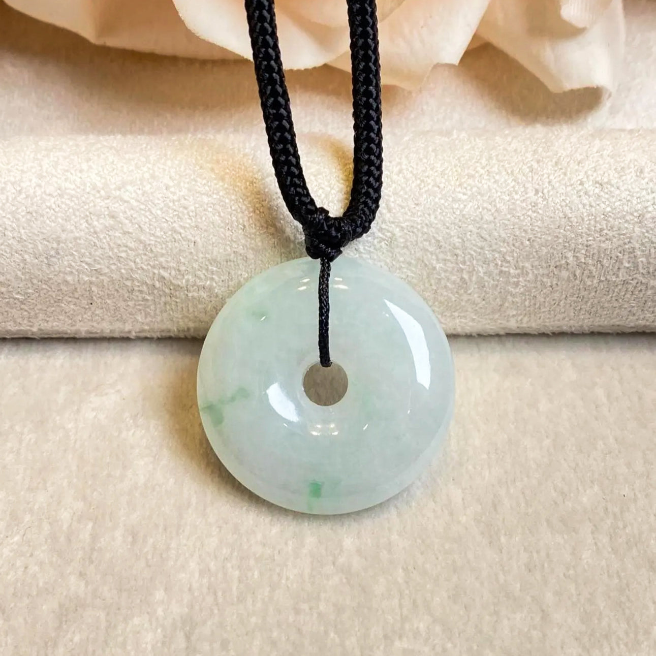 Gransky Natural Men's Type A Green Jade Disc Pendant